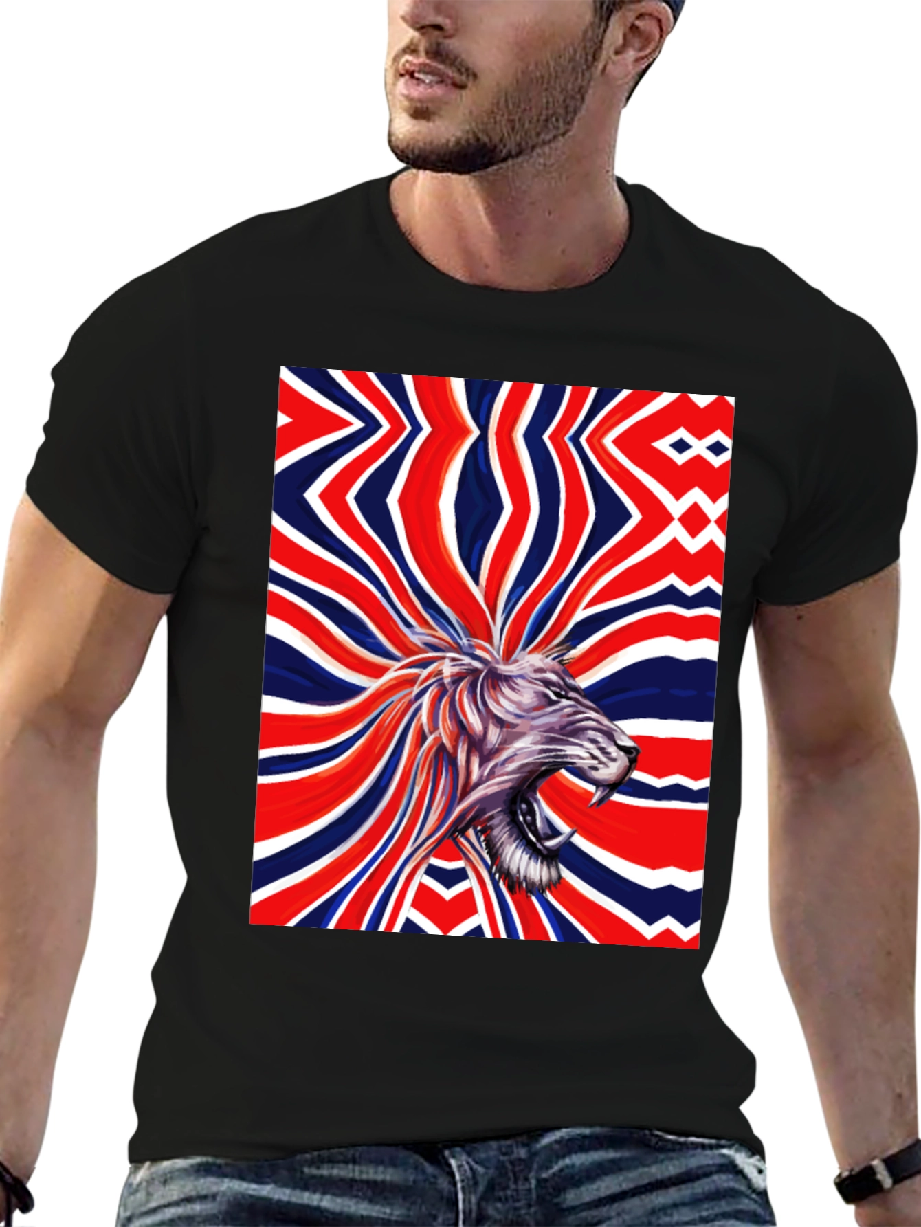 Black Lion Union Jack Graphic Tee view 6