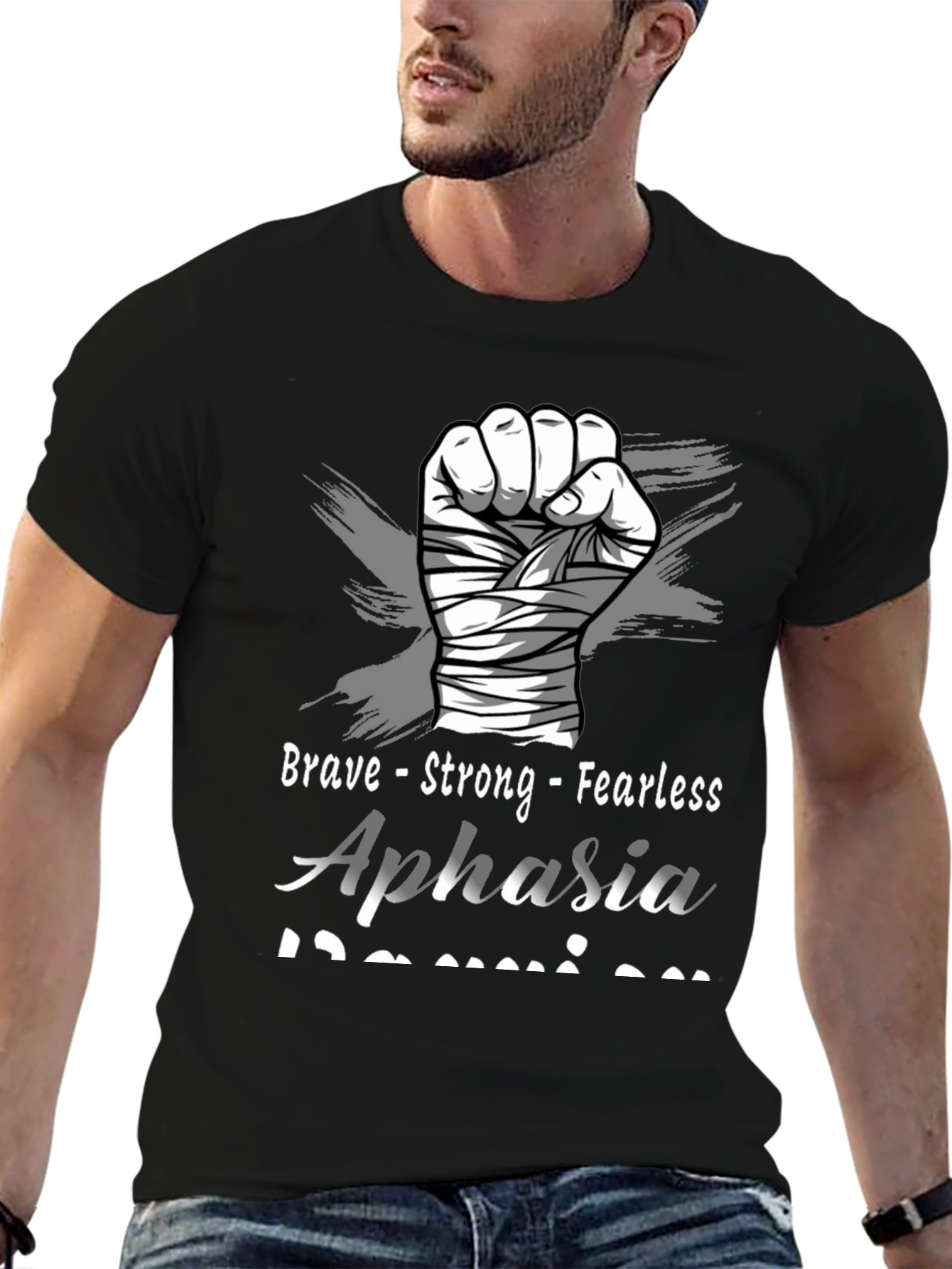 Black Brave Aphasia Awareness T-Shirt view 6