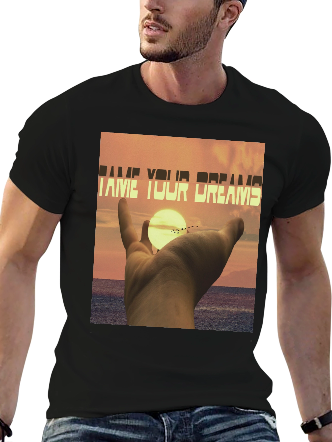 Black Tame Your Dreams Graphic T-Shirt - Unisex Fit view 6