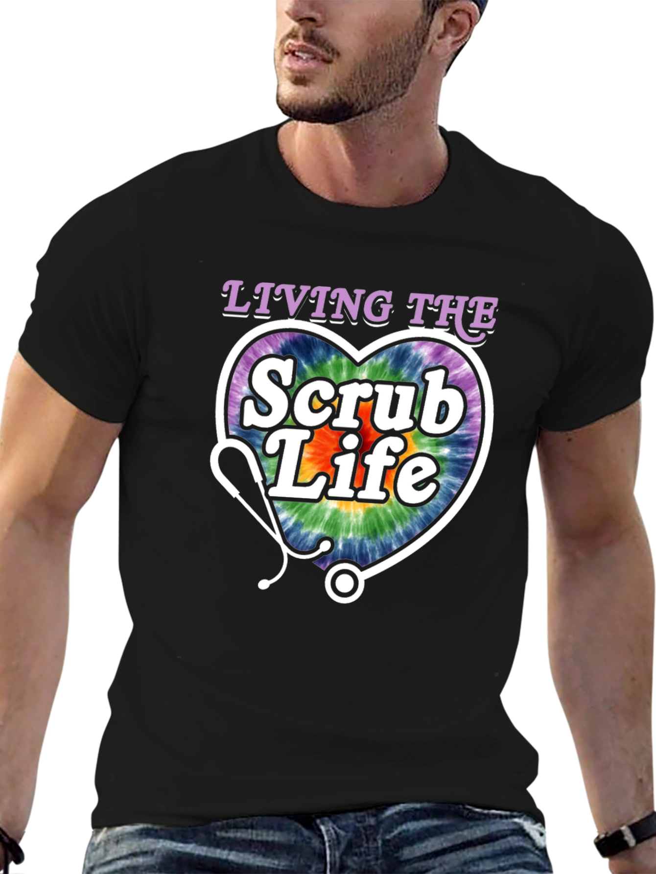 Black Living The Scrub Life Graphic Tee view 6