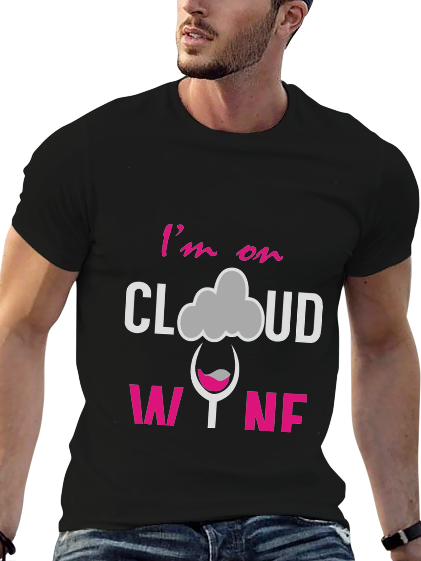 Black I'm on Cloud Wine Graphic T-Shirt view 6