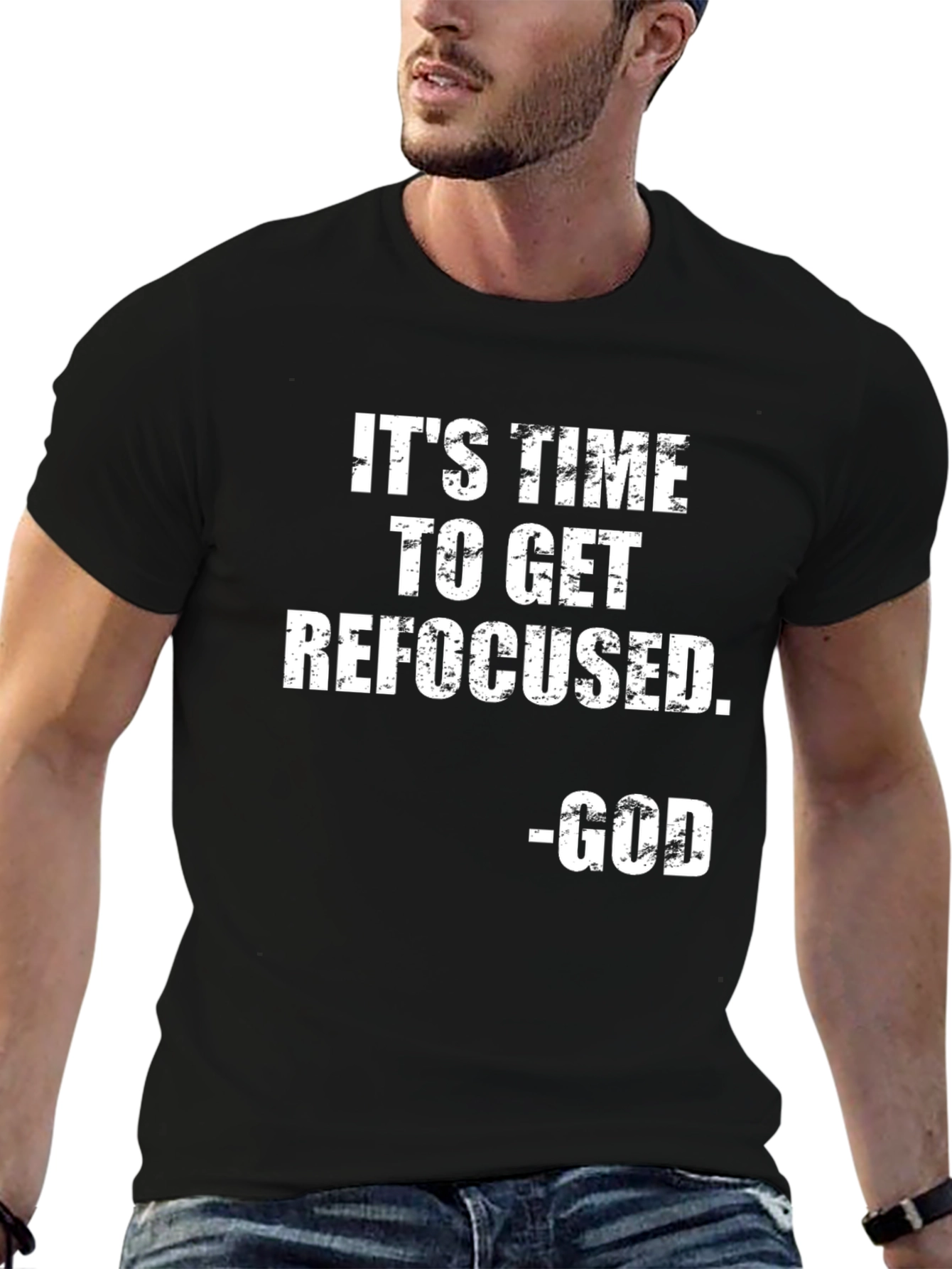Black It's Time To Get Refocused - God T-Shirt view 6