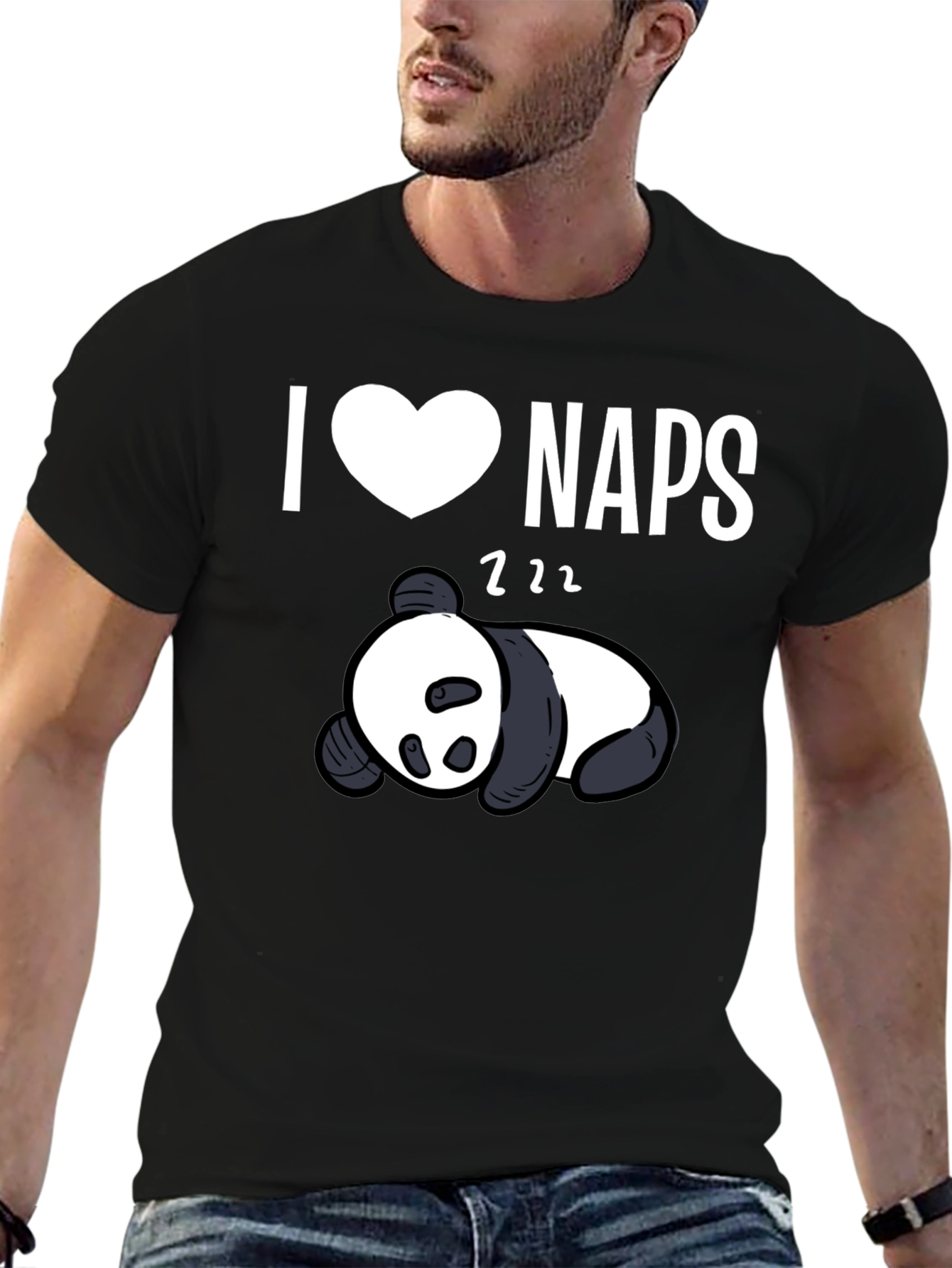 Black I Heart Naps Panda Black T-Shirt view 6