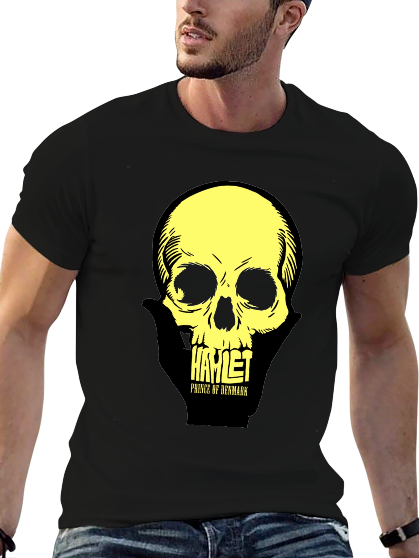 Black Hamlet Skull T-Shirt: Prince of Denmark Graphic Tee view 6
