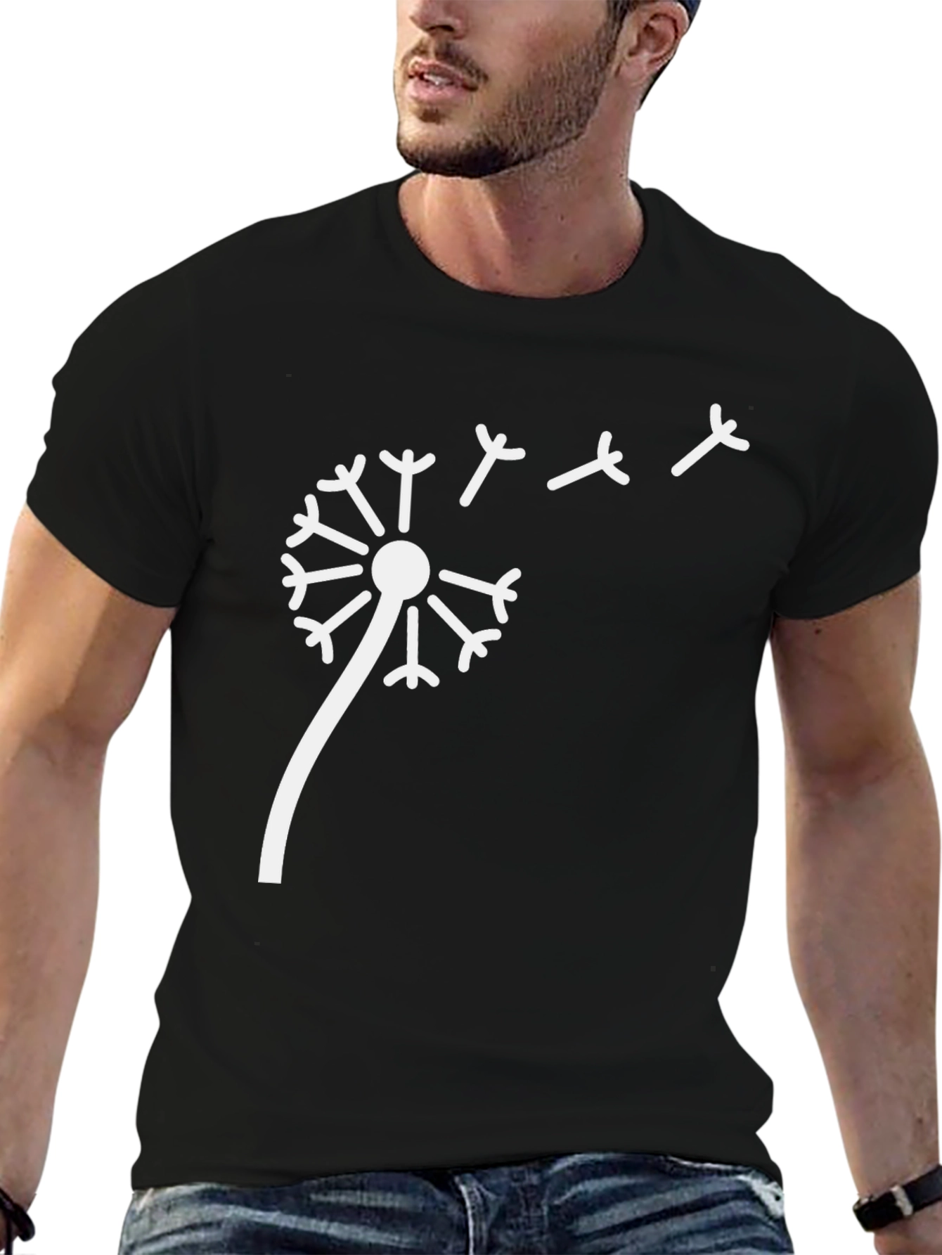 Black Dandelion Graphic T-Shirt - Stylish Black Tee view 6