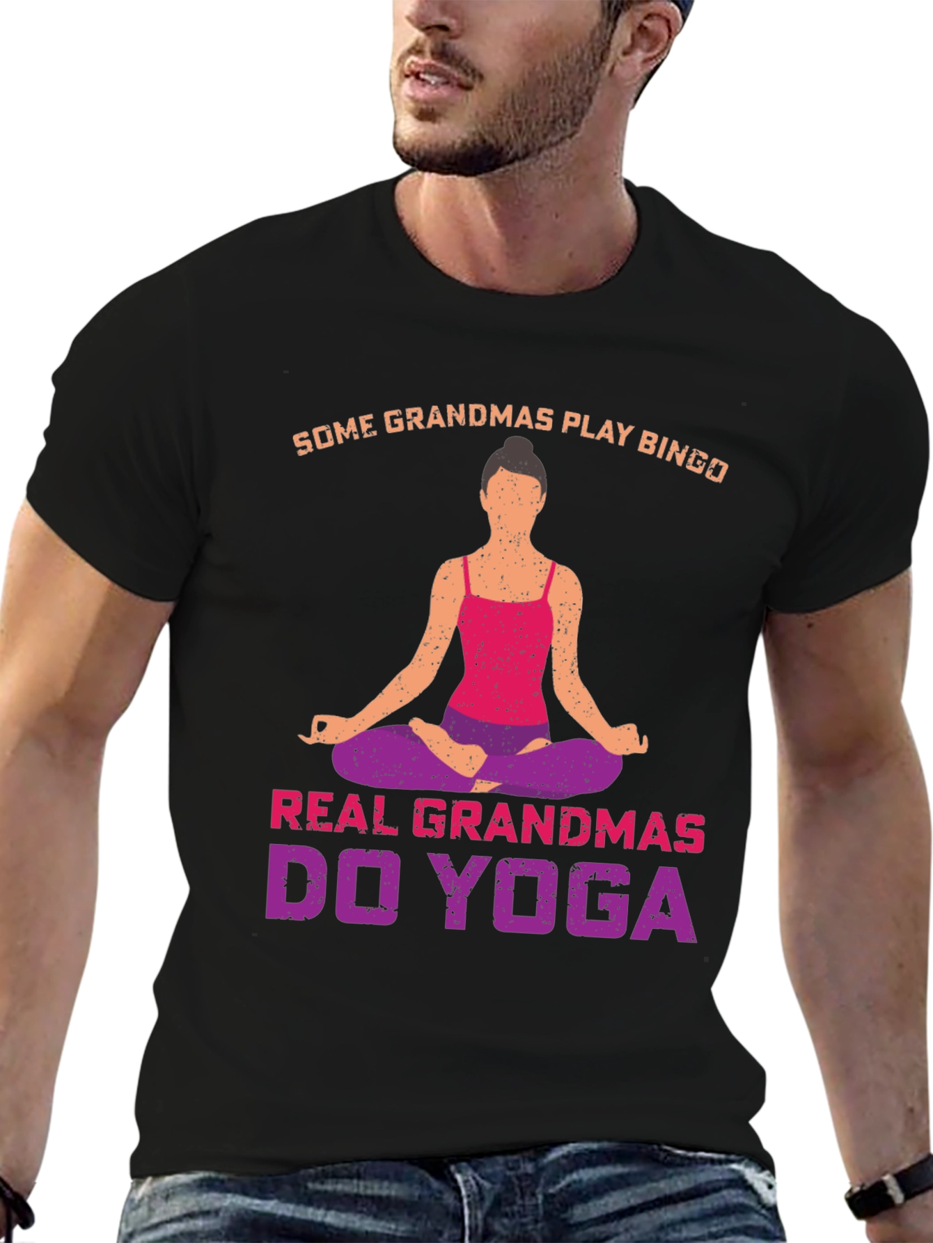 Black Yoga Grandmas T-Shirt - Play Bingo view 6