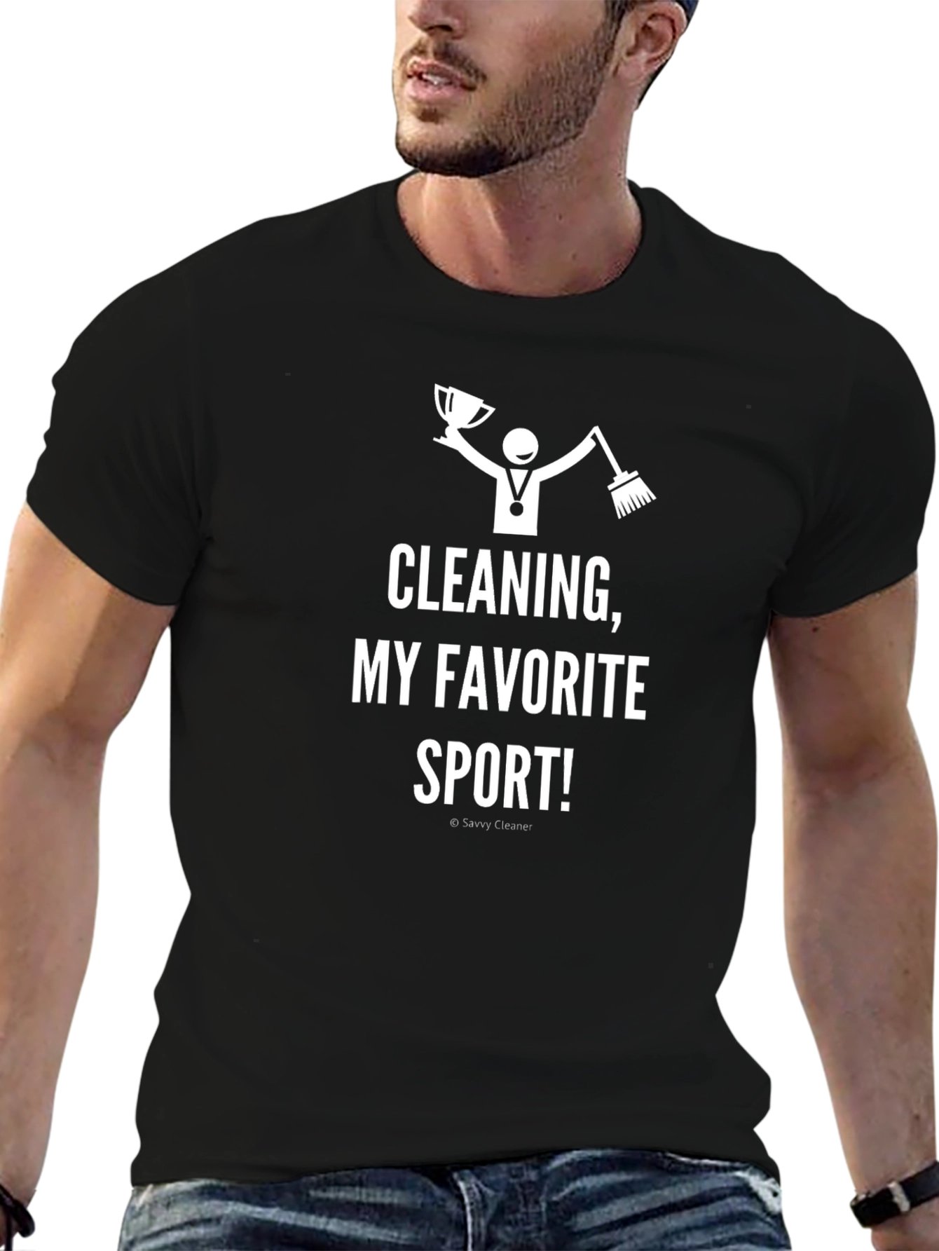 Black Cleaning is My Favorite Sport T-Shirt view 6