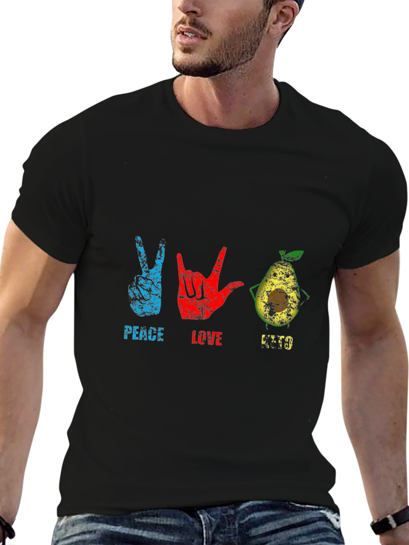 Black Peace Love Guac T-Shirt view 6