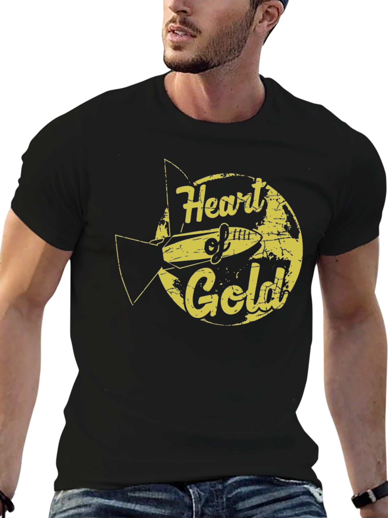Black Heart of Gold Graphic Tee - Retro Sci-Fi Style view 6