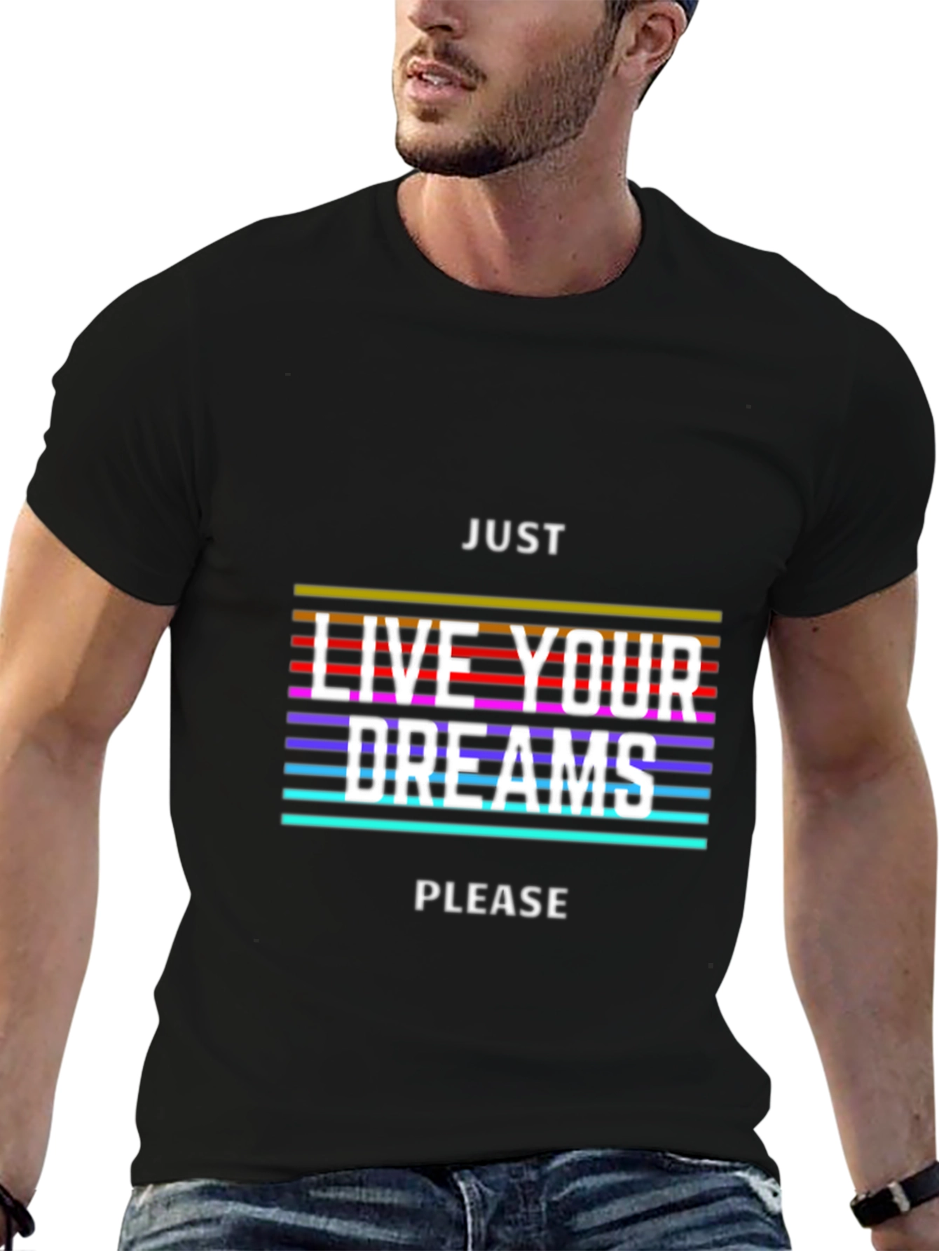 Black Just Live Your Dreams Graphic Tee view 6