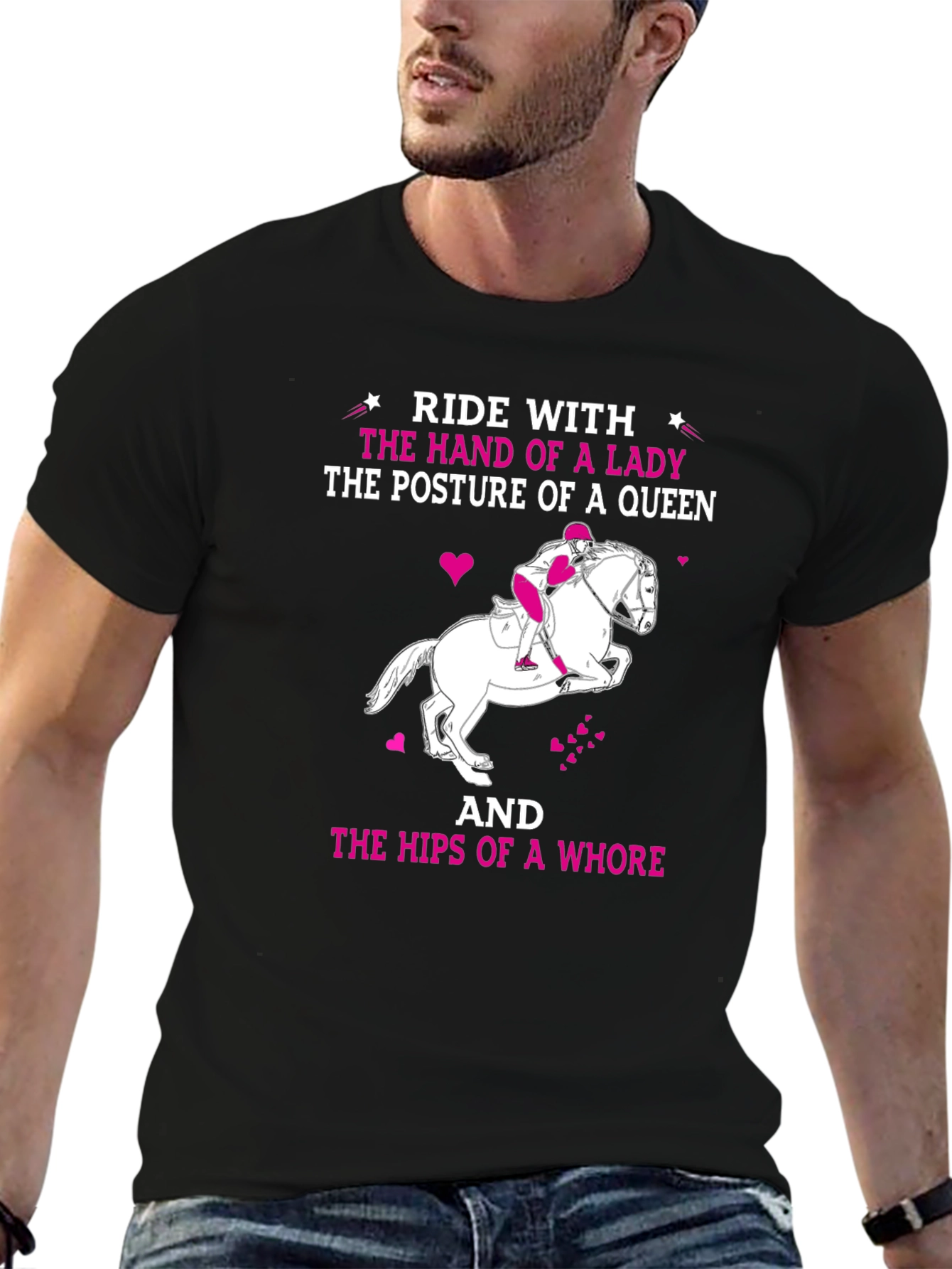 Black Ride With Lady Humor T-Shirt view 6