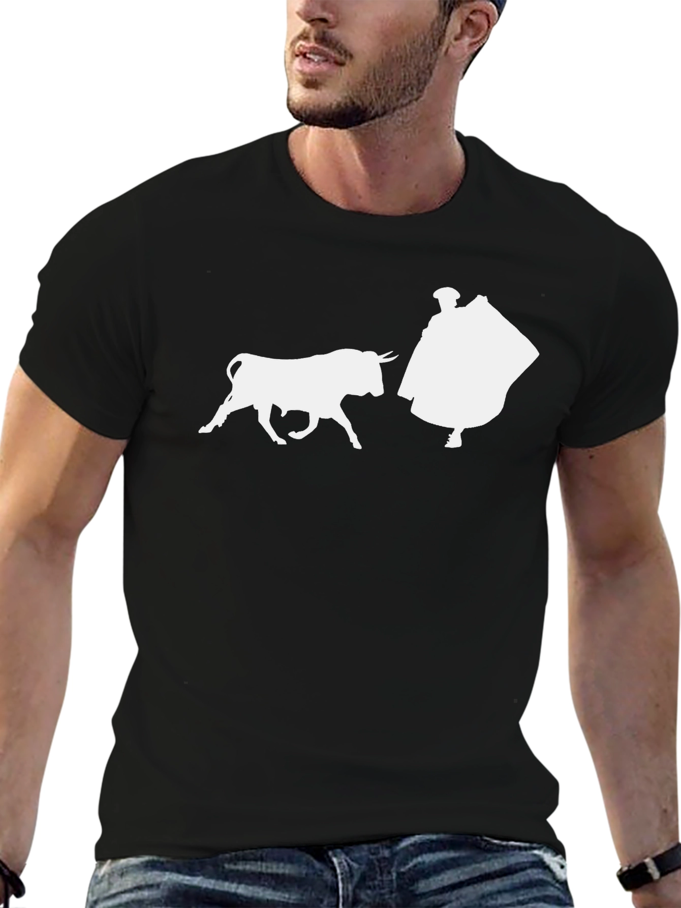 Black Bullfight Graphic Tee - Stylish Black T-Shirt view 6