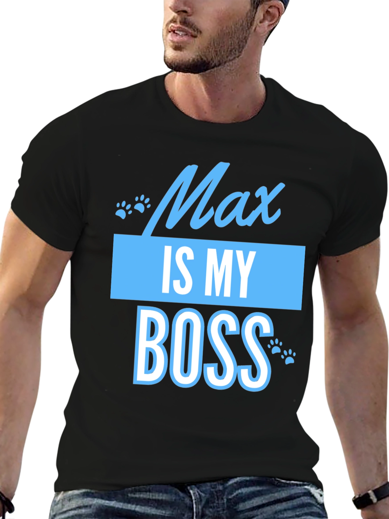 Black Max Is My Boss Funny Pet T-Shirt view 6