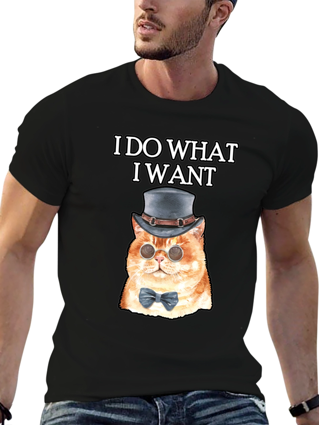 I Do What I Want Steampunk Cat Graphic T-Shirt - 6