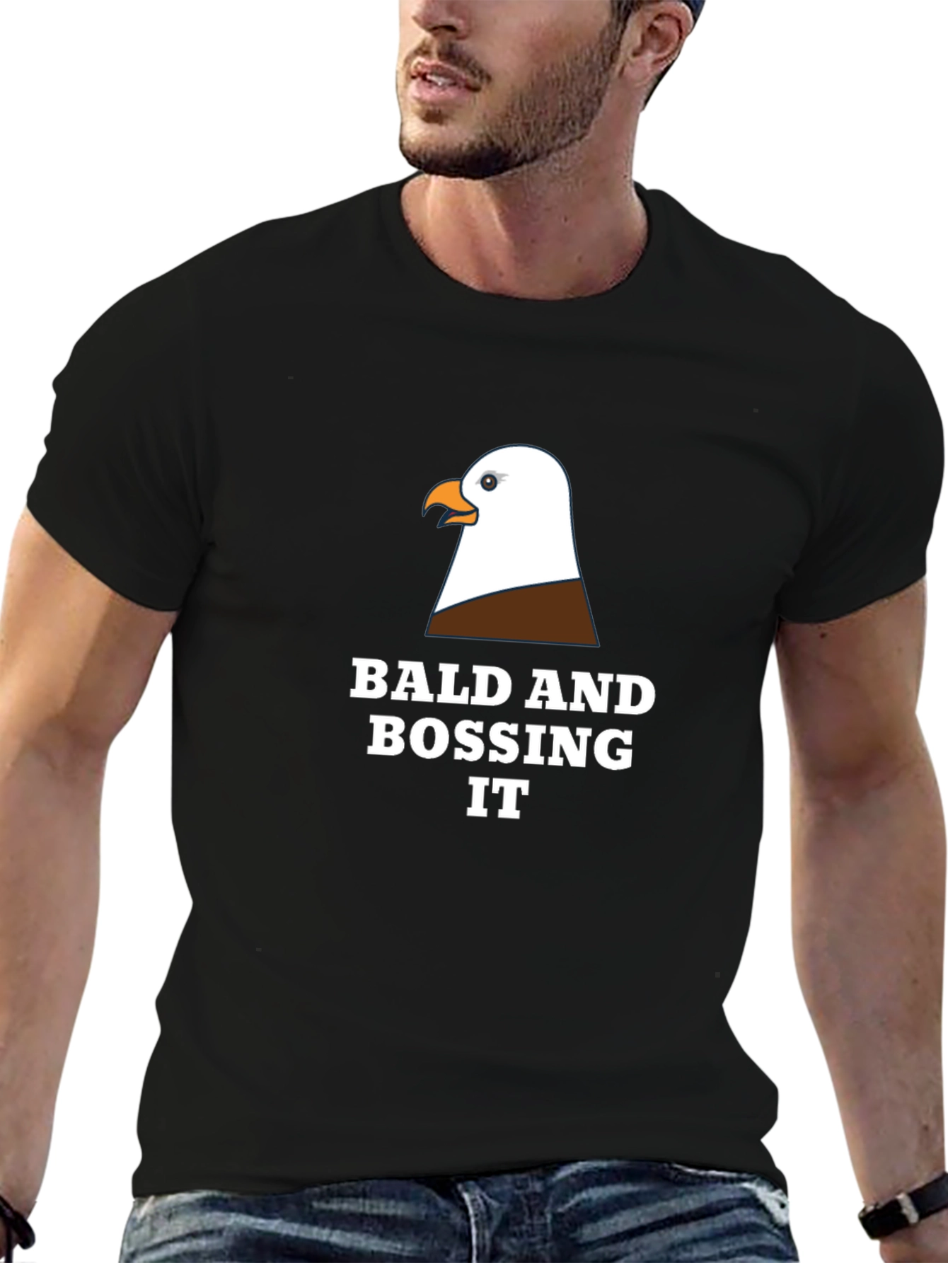 Black Bald Eagle Boss T-Shirt - Funny Graphic Tee view 6