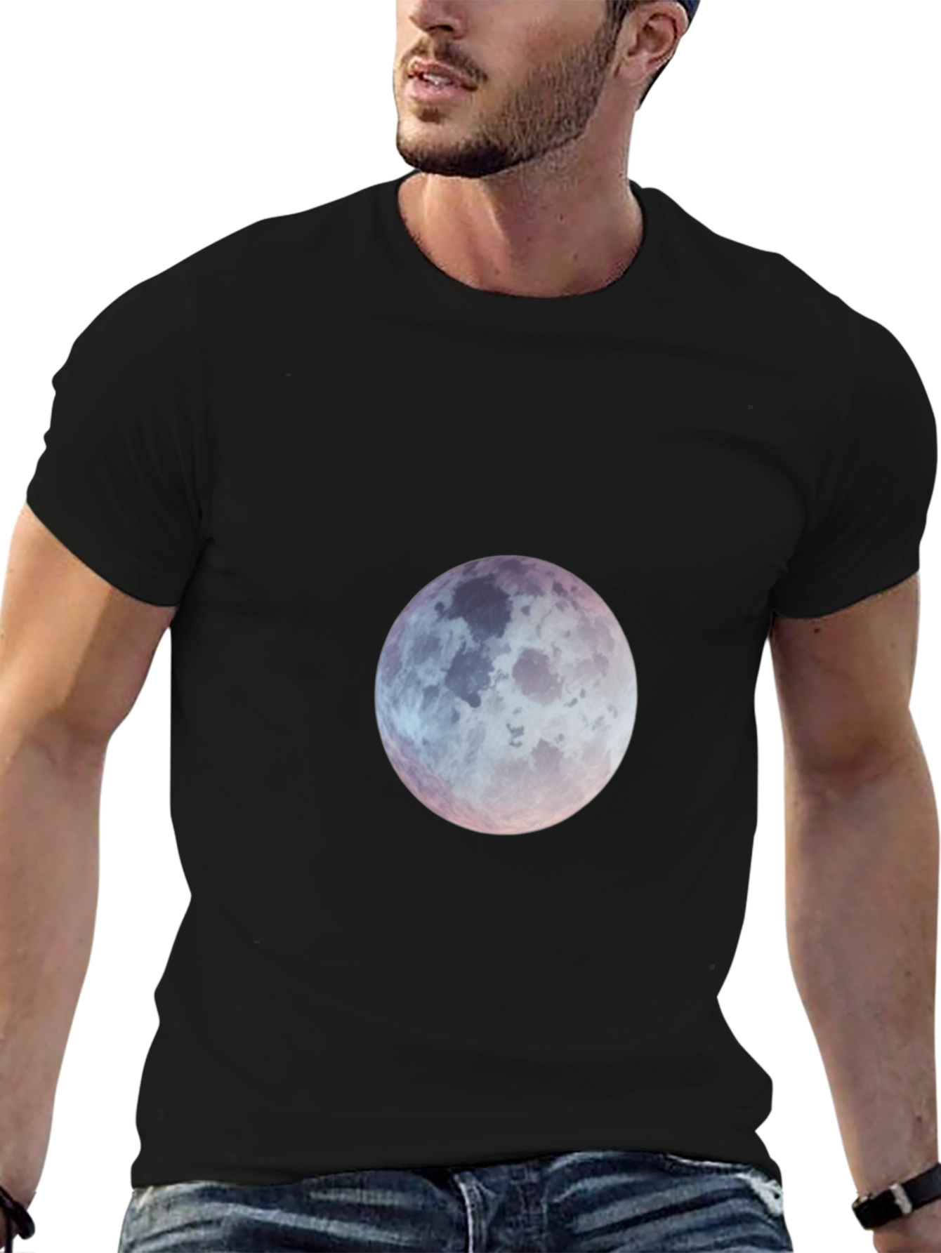 Black Lunar Graphic Tee - Black Cotton T-Shirt view 6