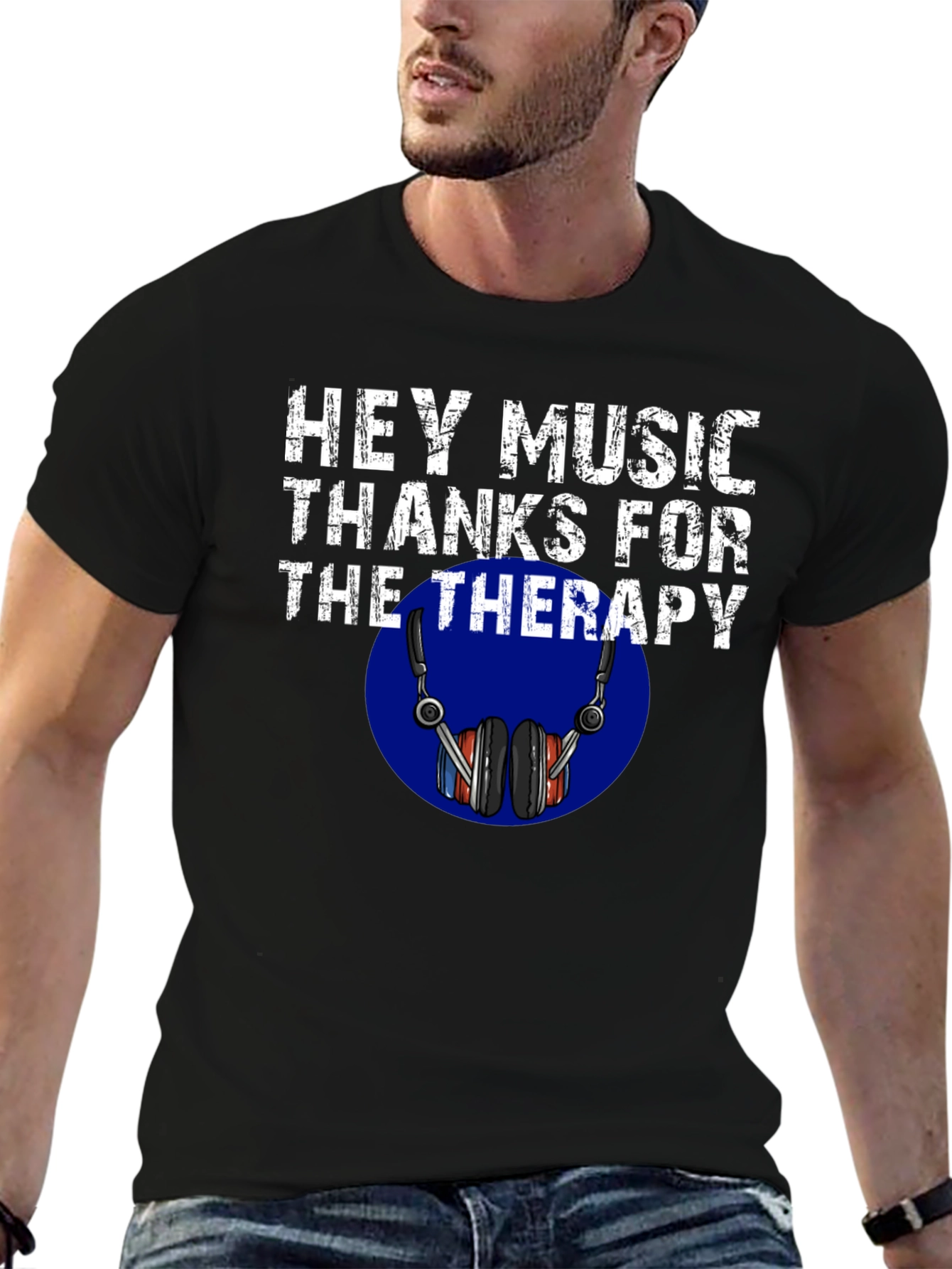 Black Music Therapy Graphic Tee - Soft Cotton Blend view 6
