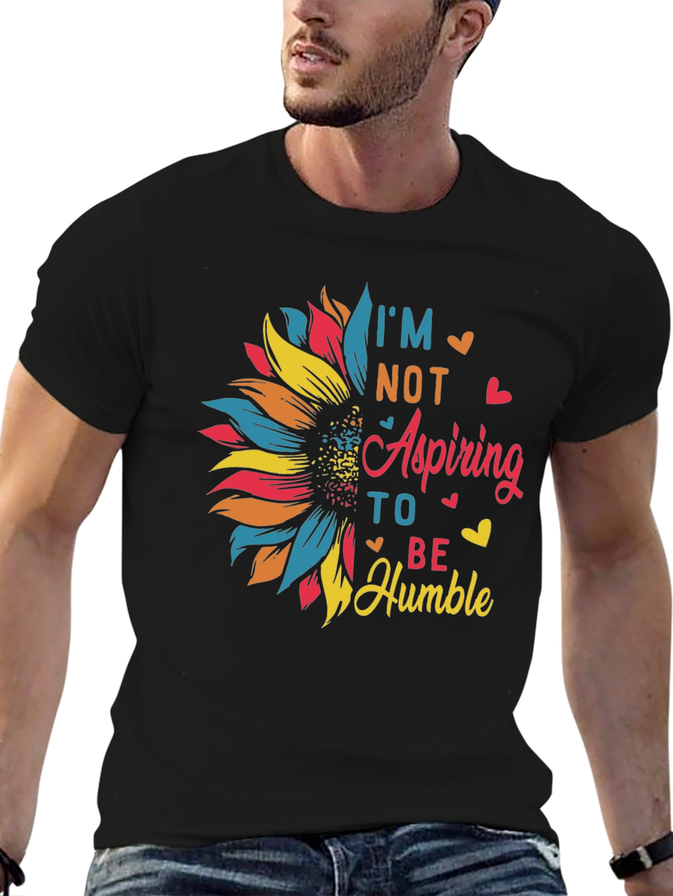 Black I'm Not Aspiring To Be Humble Sunflower Graphic Tee view 6