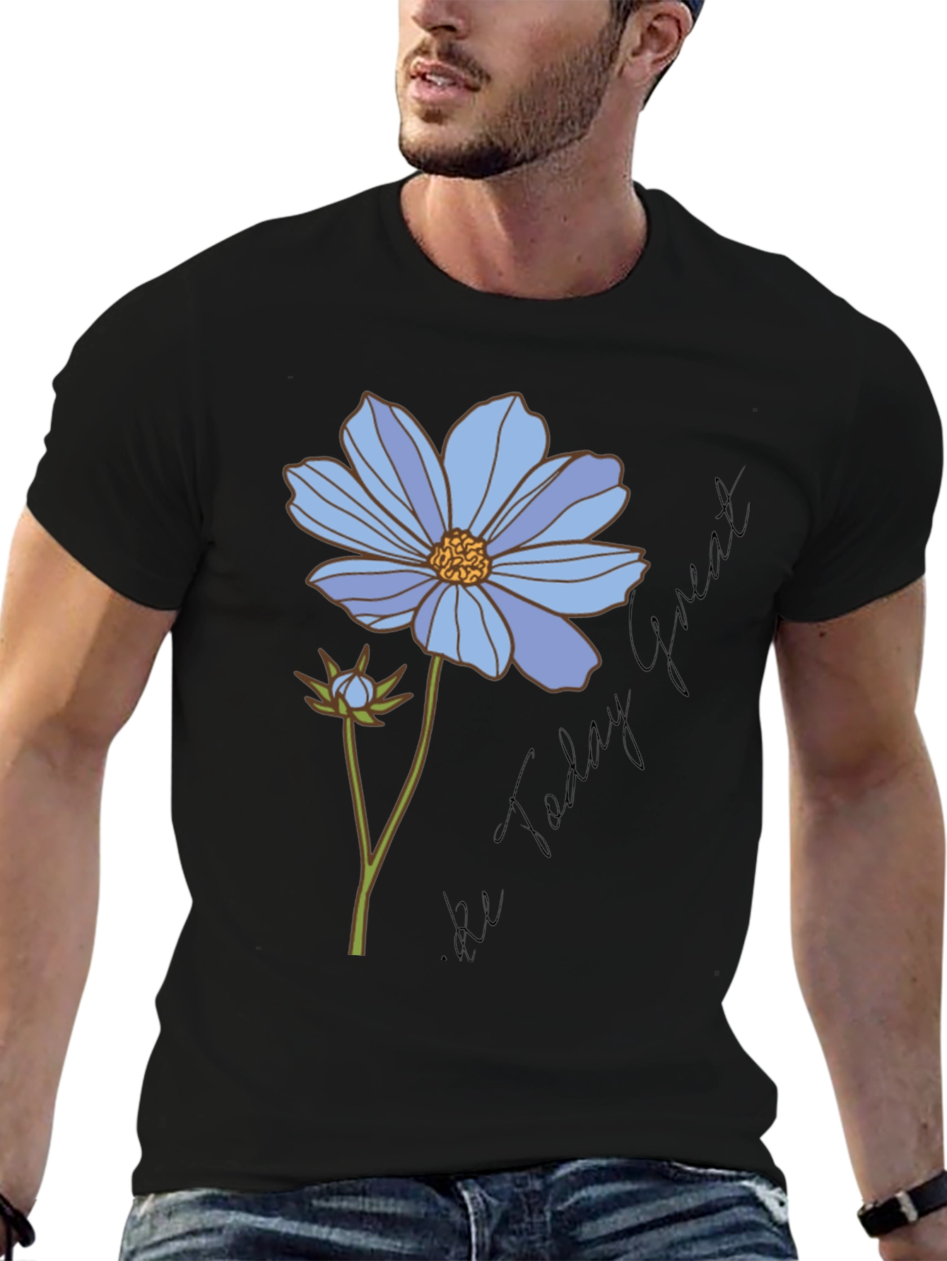 Black Floral Graphic T-Shirt - Be Today Great view 6