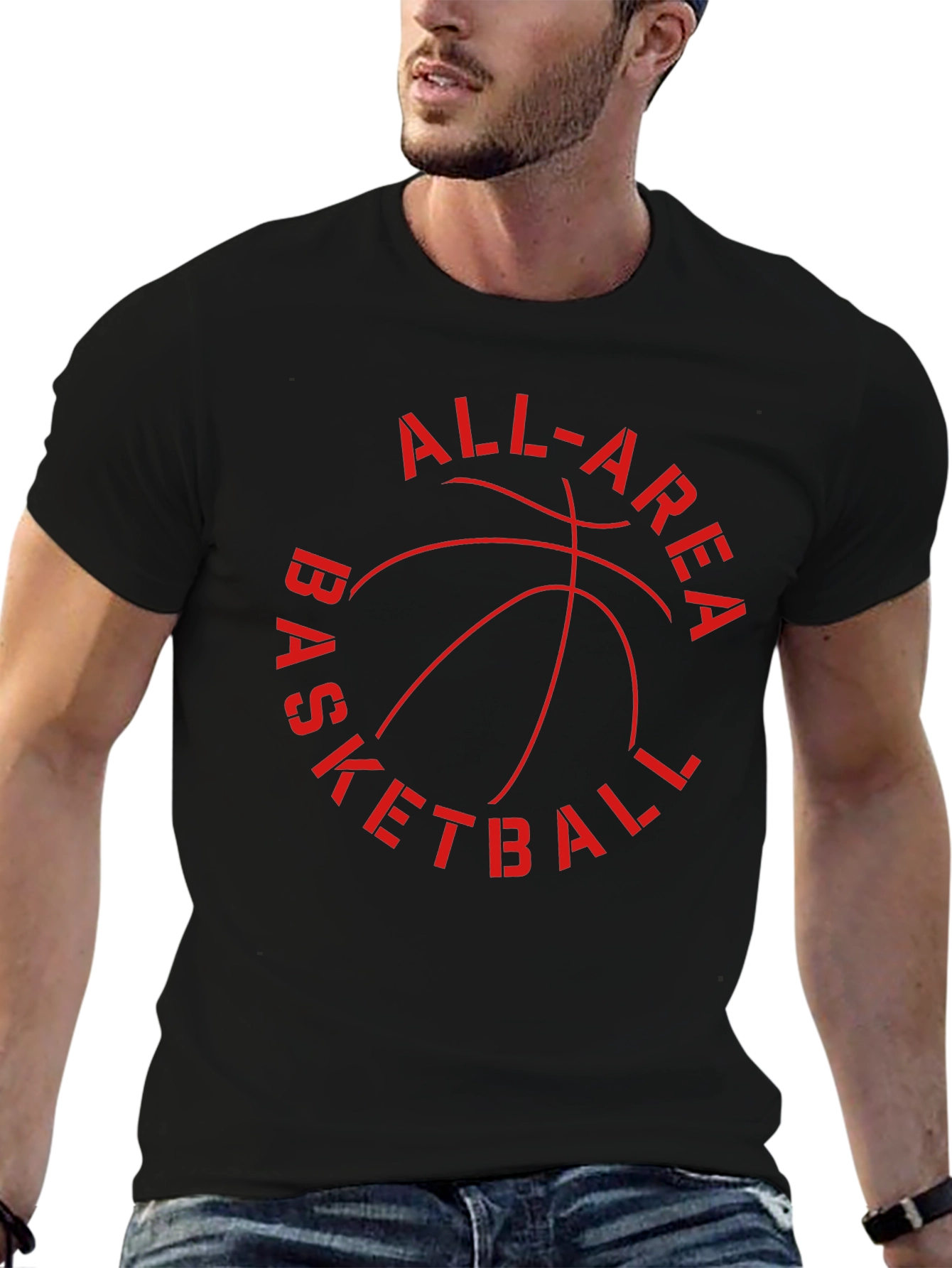 Black All-Area Basketball Graphic T-Shirt view 6