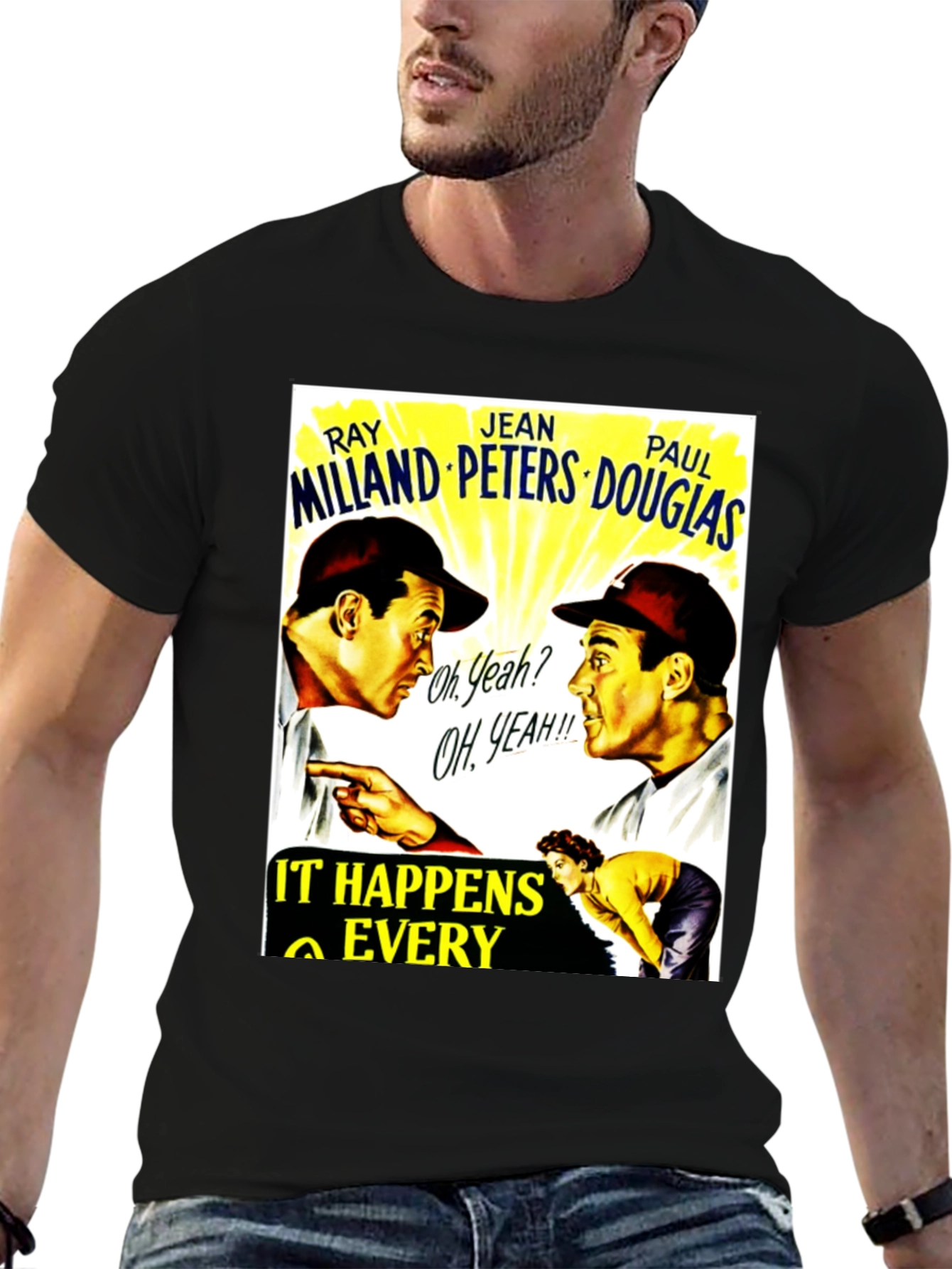 Black It Happens Every Spring Movie Poster T-Shirt view 6