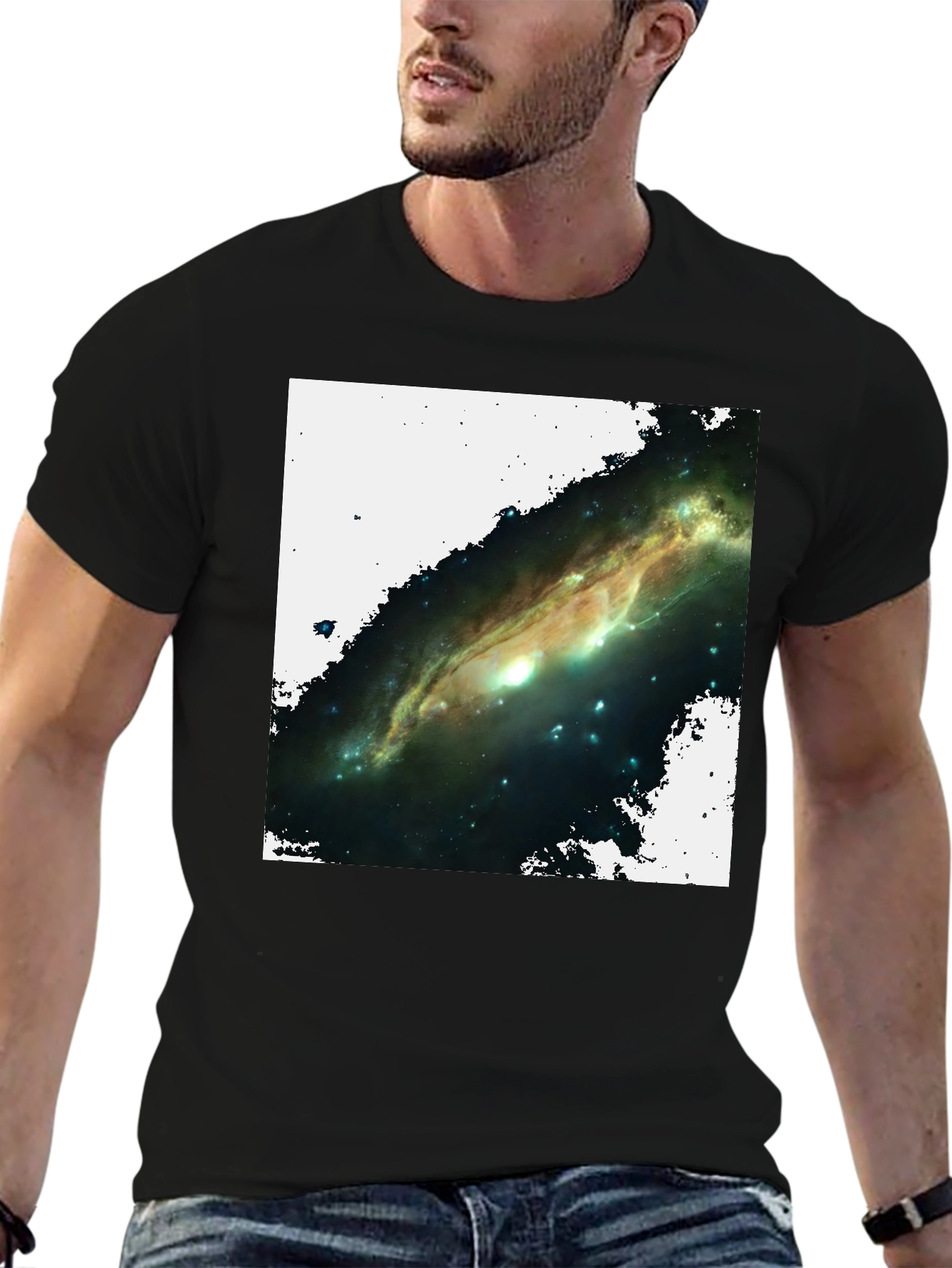 Black Galaxy Graphic T-Shirt - Black Cotton Blend view 6