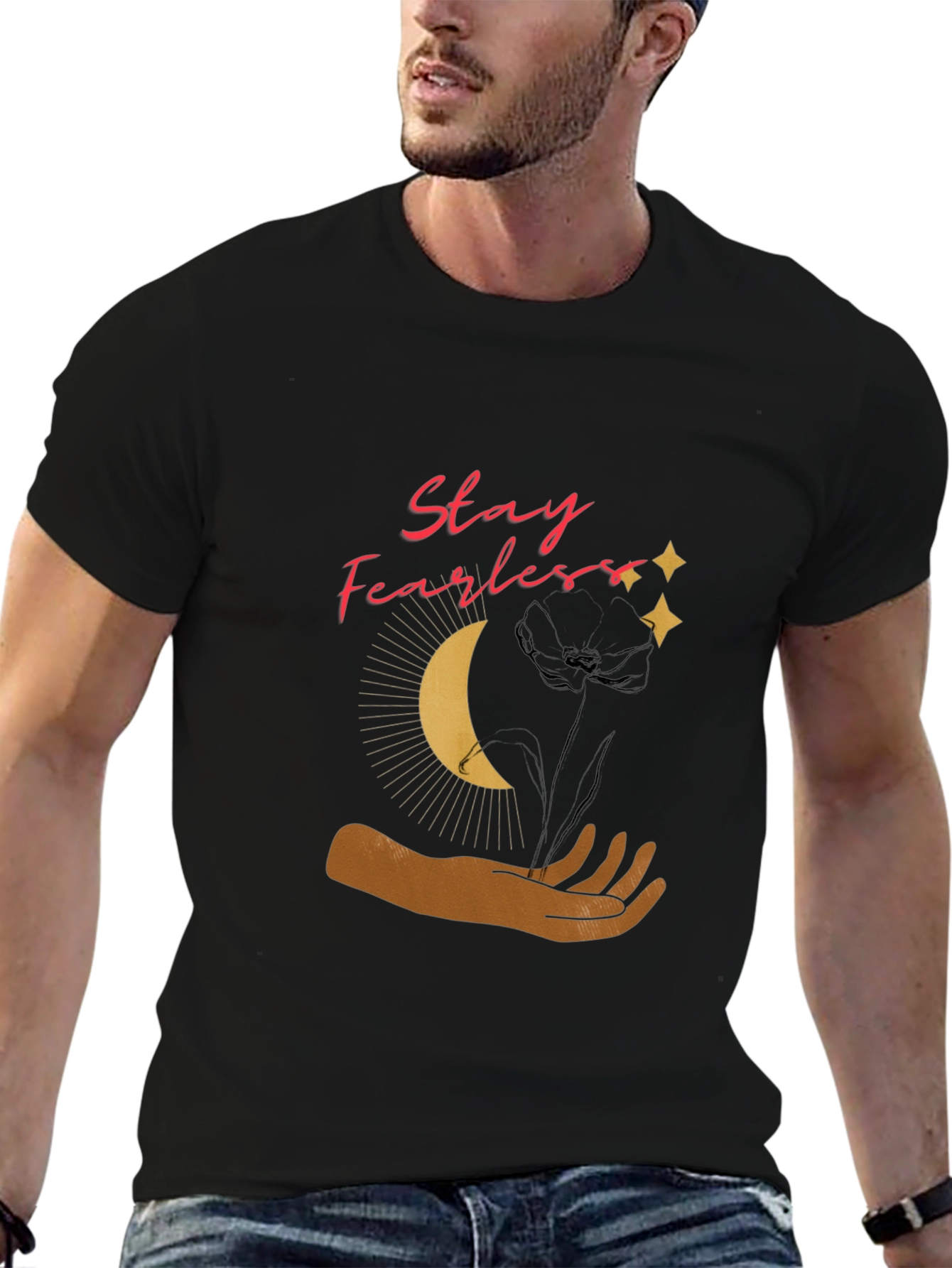 Black Stay Fearless Graphic T-Shirt view 6