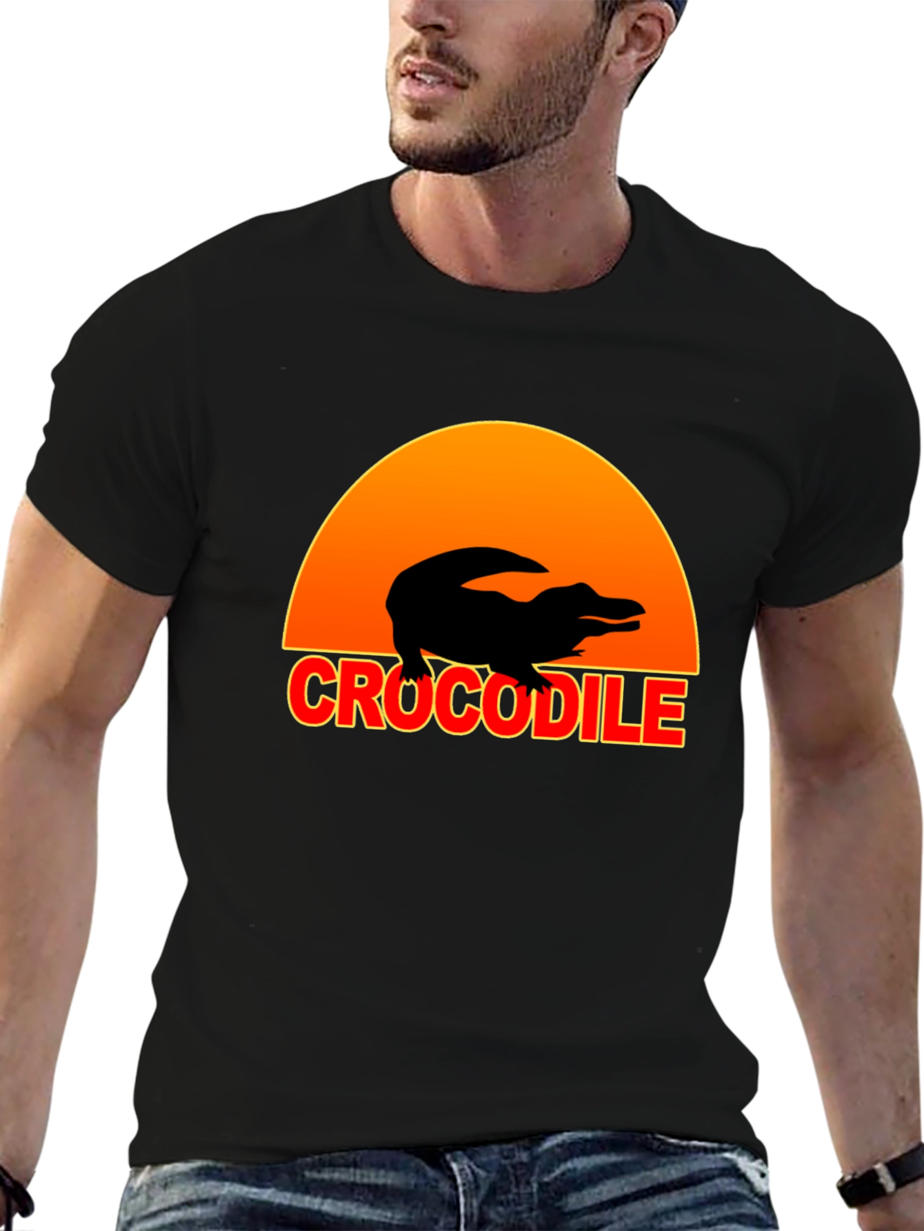 Black Crocodile Sunset Graphic Tee - Black view 6