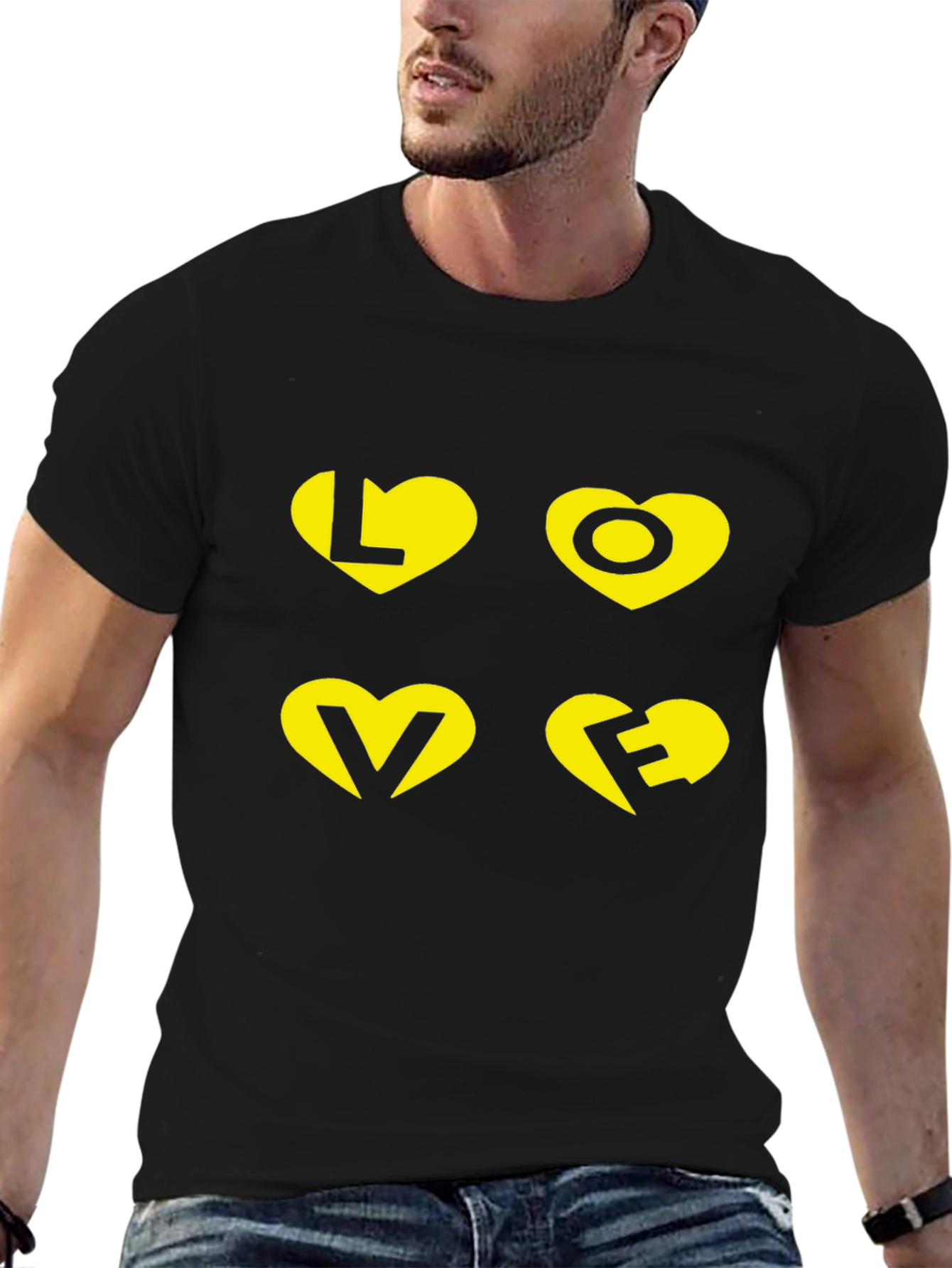 Black LOVE Graphic Print Black T-Shirt view 6