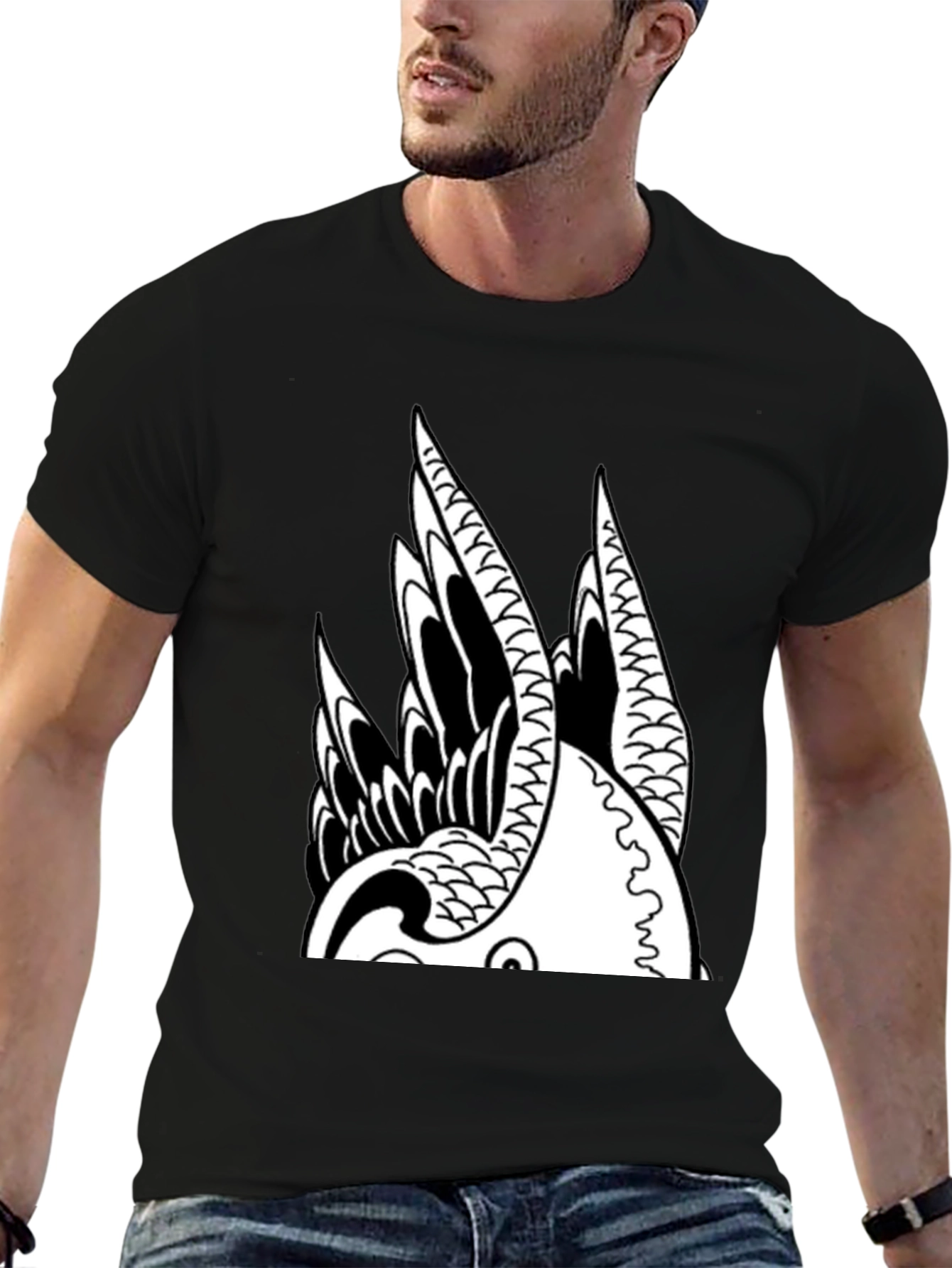Black Koi Fish Graphic Print Tee view 6