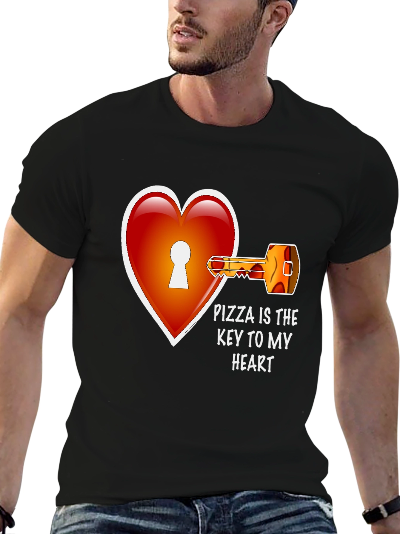 Black Pizza Key to My Heart Graphic Tee view 6