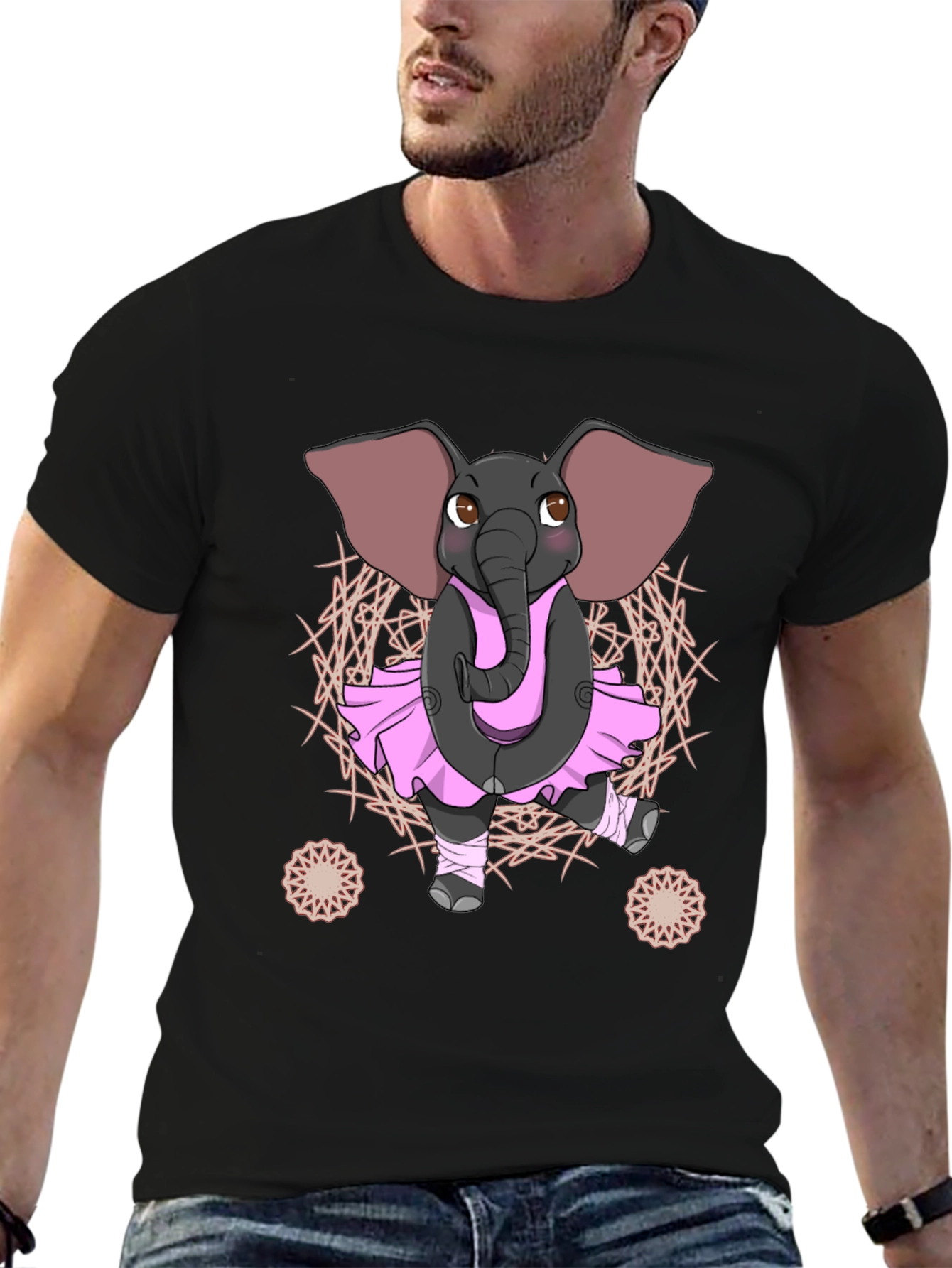 Black Elephant Ballerina T-Shirt - Men's Graphic Tee view 6