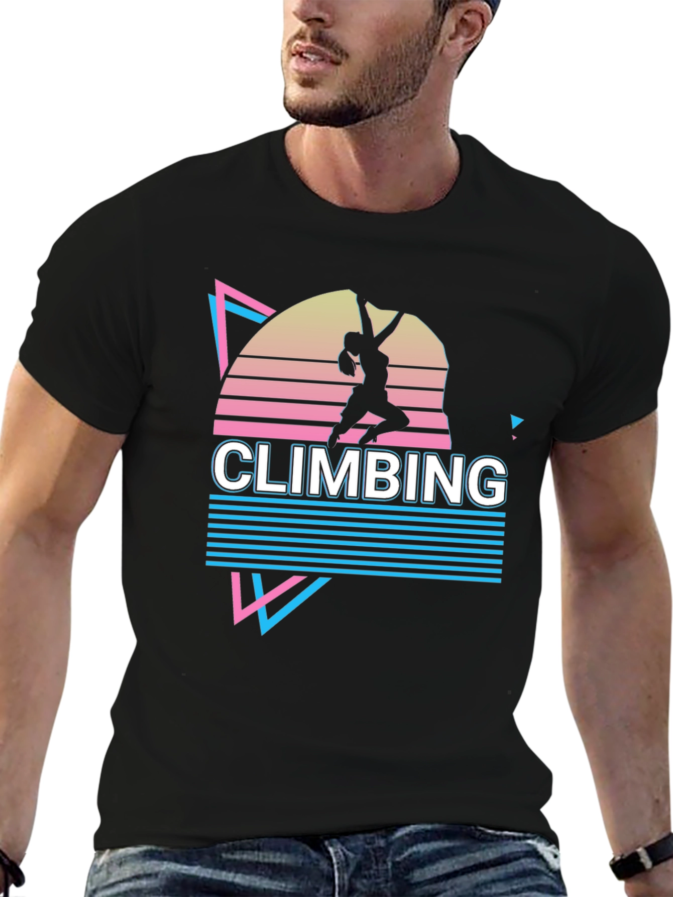 Black Retro Climbing T-Shirt - Black view 6