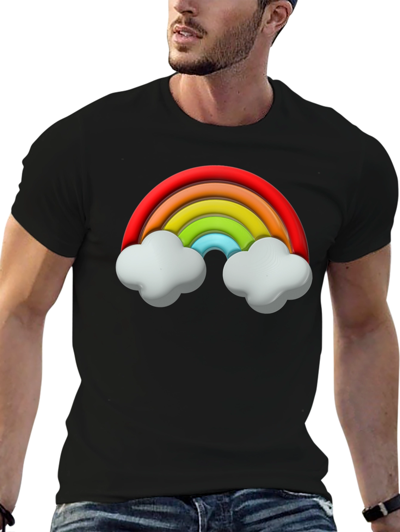 Black Rainbow Graphic T-Shirt - Fun & Unique Design view 6