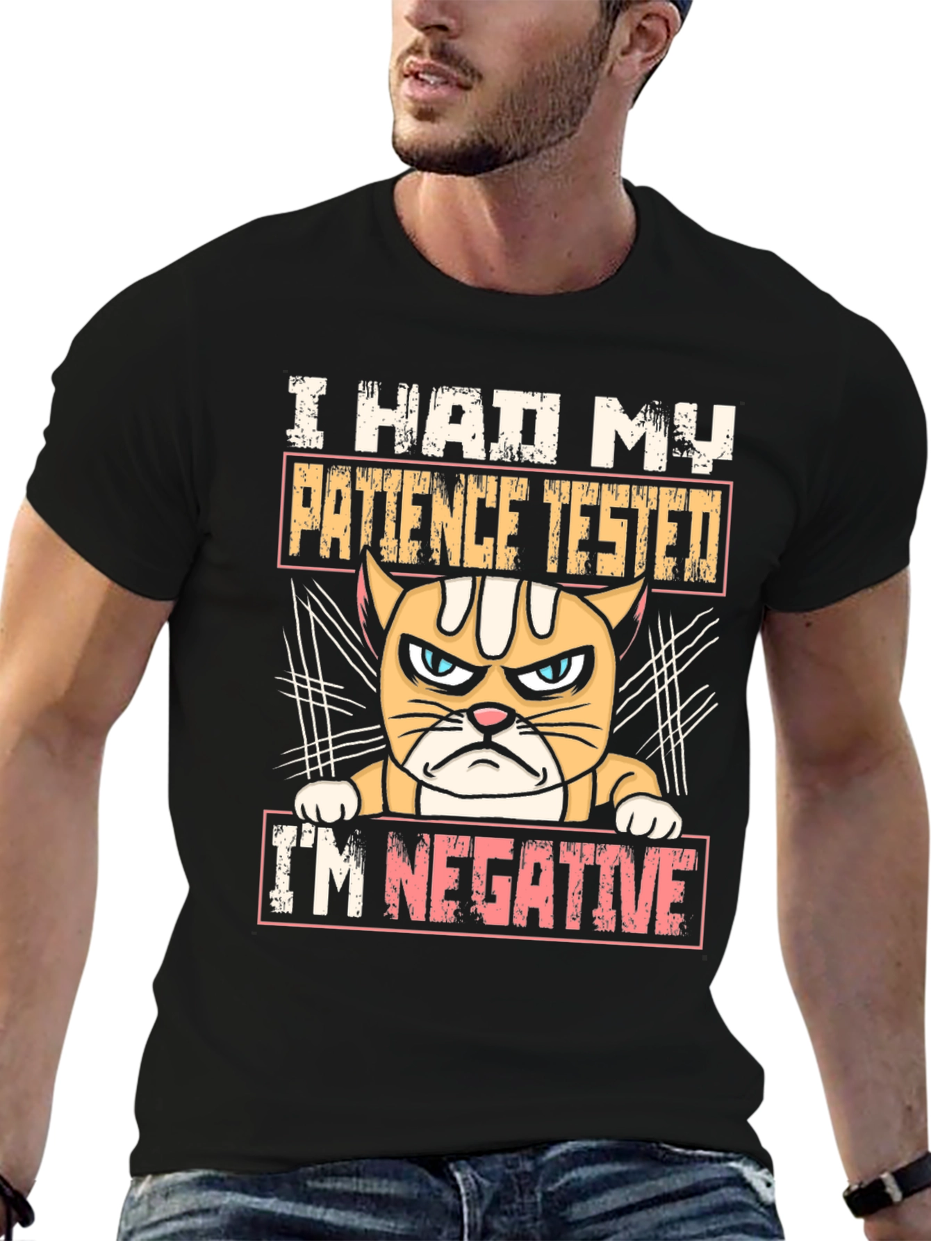 Black I Had My Patience Tested Funny Cat T-Shirt view 6