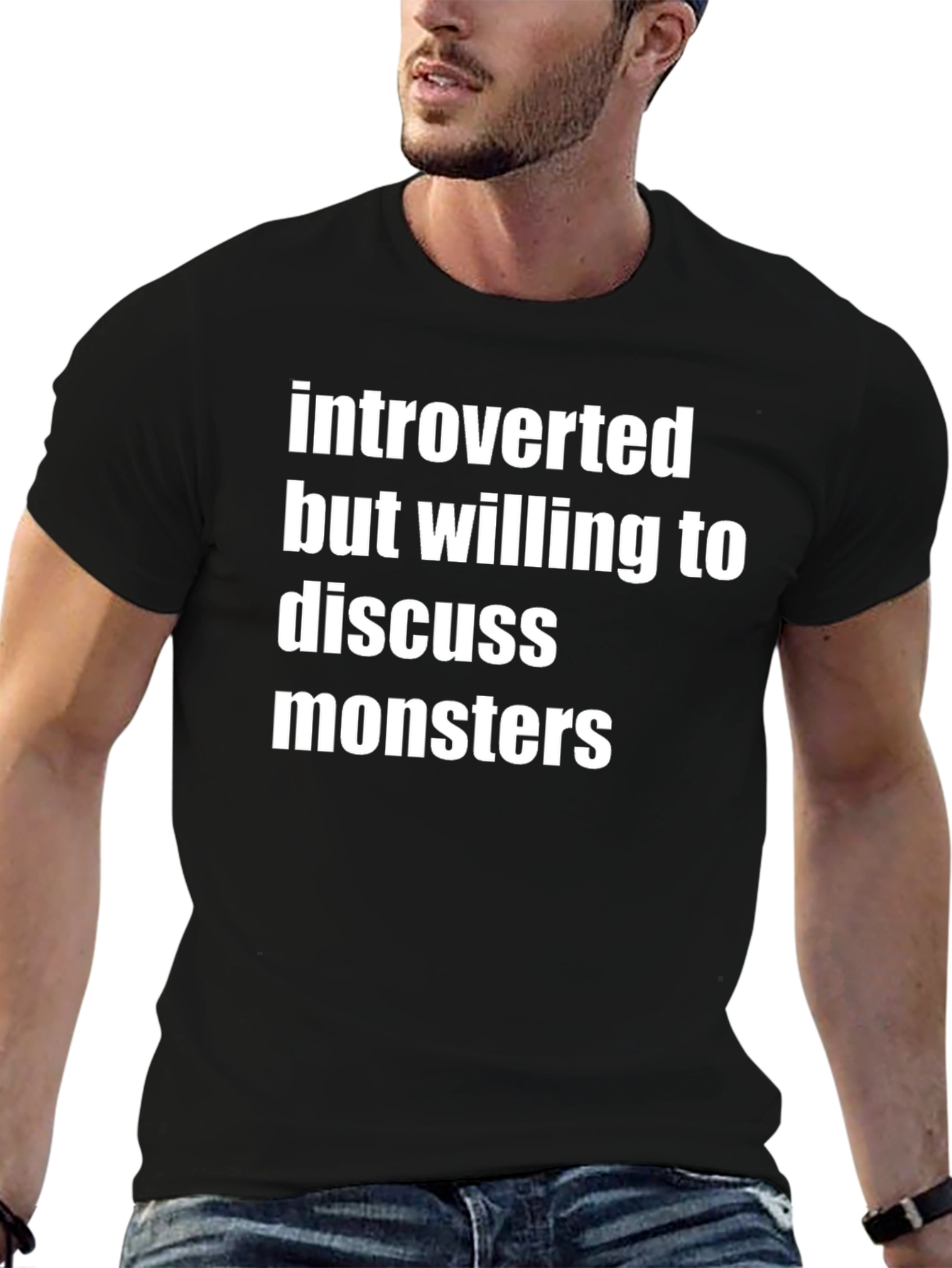 Black Introverted Monster Discussion T-Shirt view 6