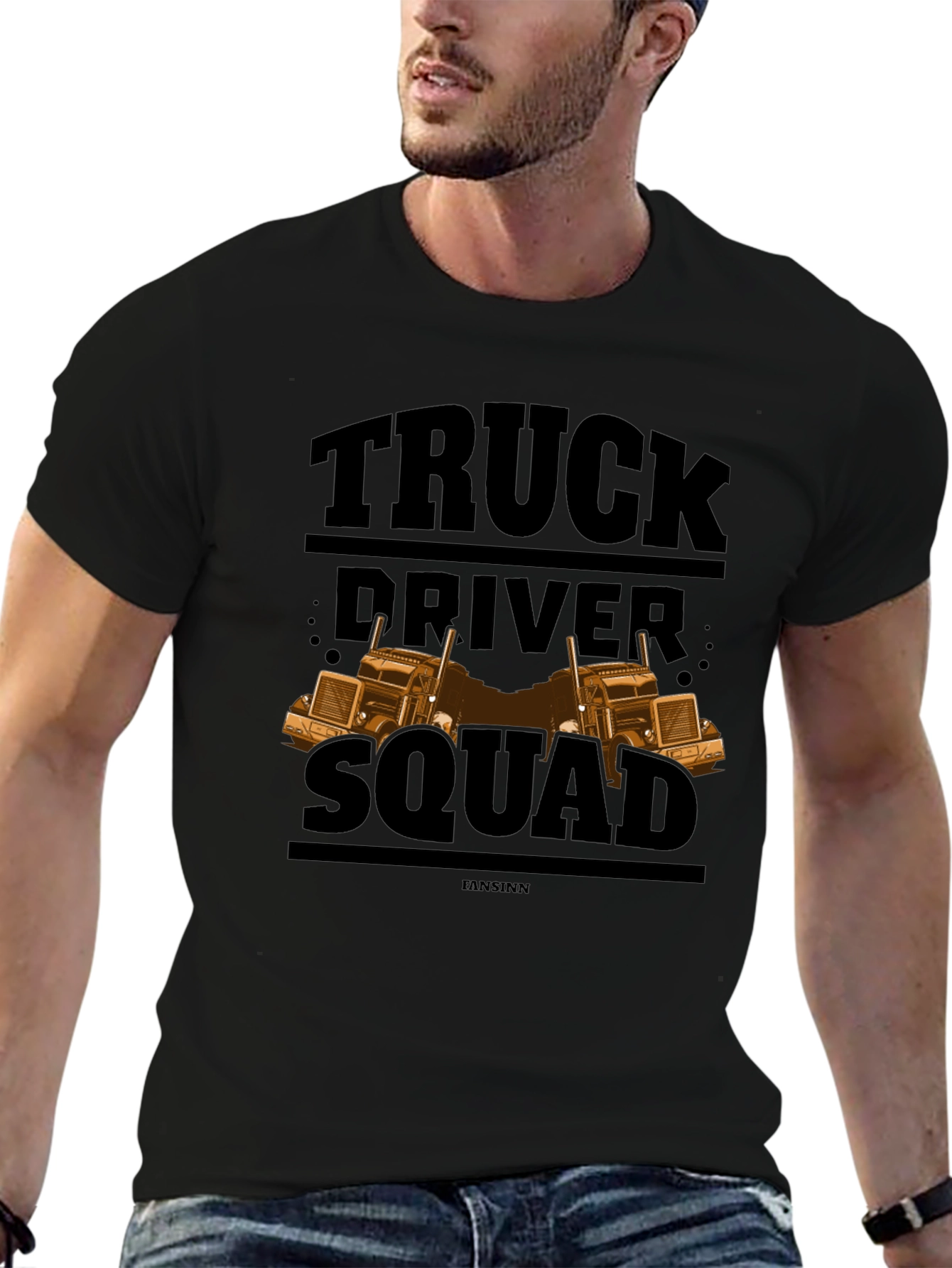 Black Truck Driver Squad Black T-Shirt view 6