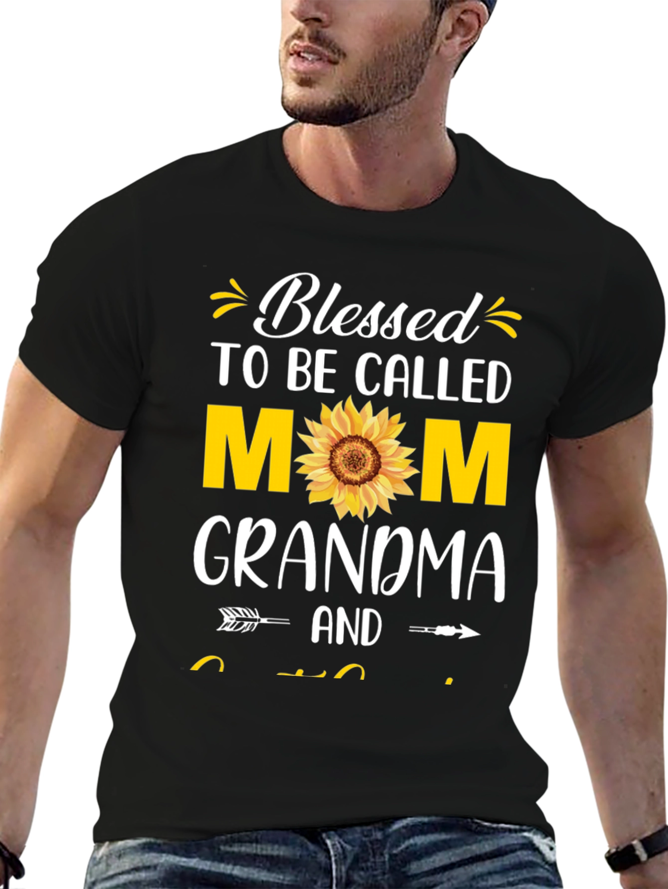 Black Blessed Mom Grandma T-Shirt view 6