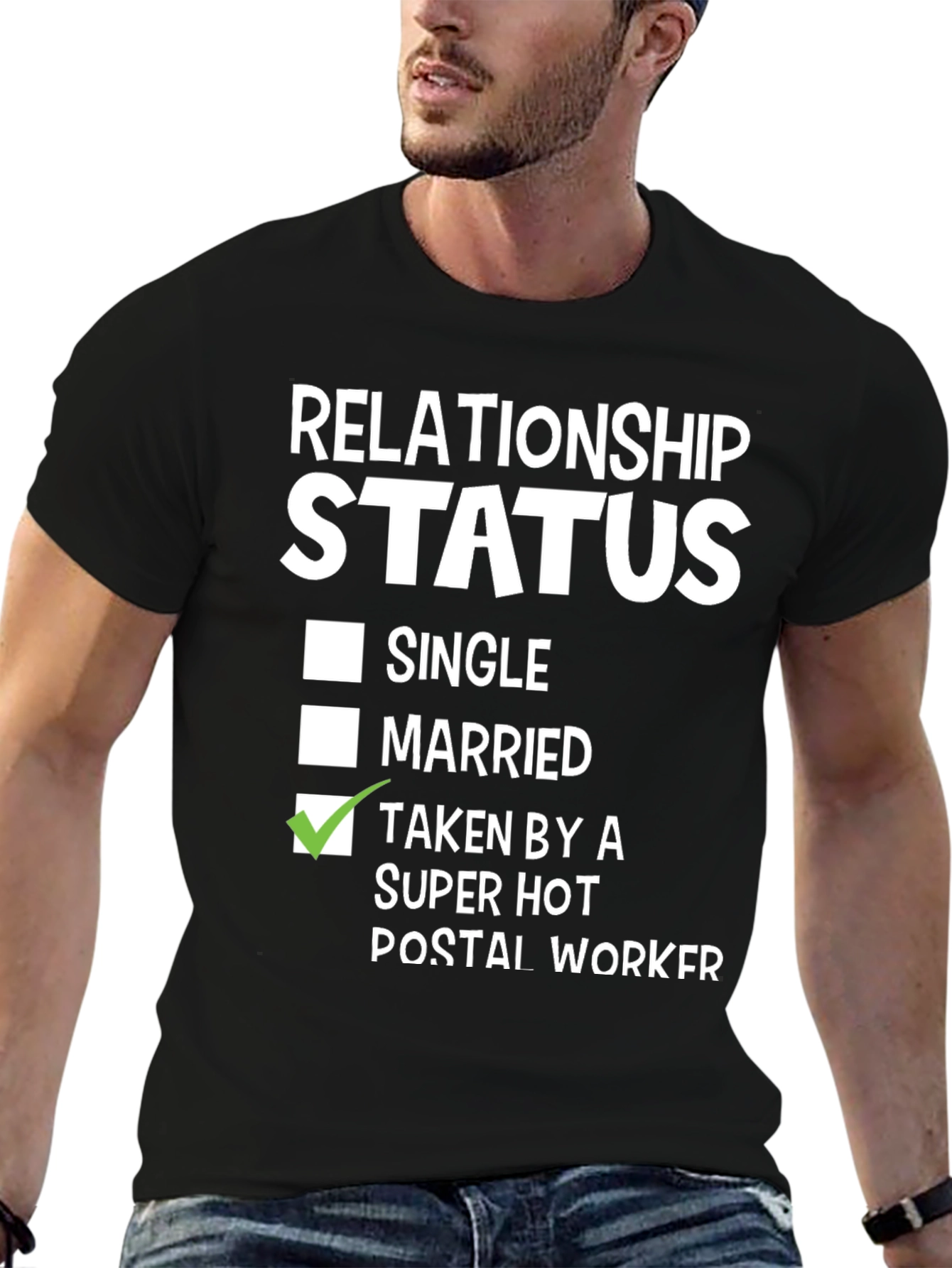 Black Relationship Status Postal Worker T-Shirt view 6