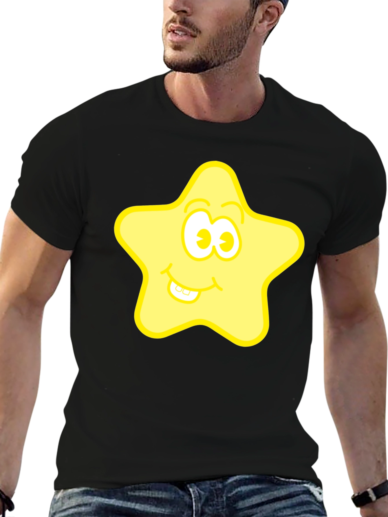 Black Funny Star Graphic Tee - Black view 6