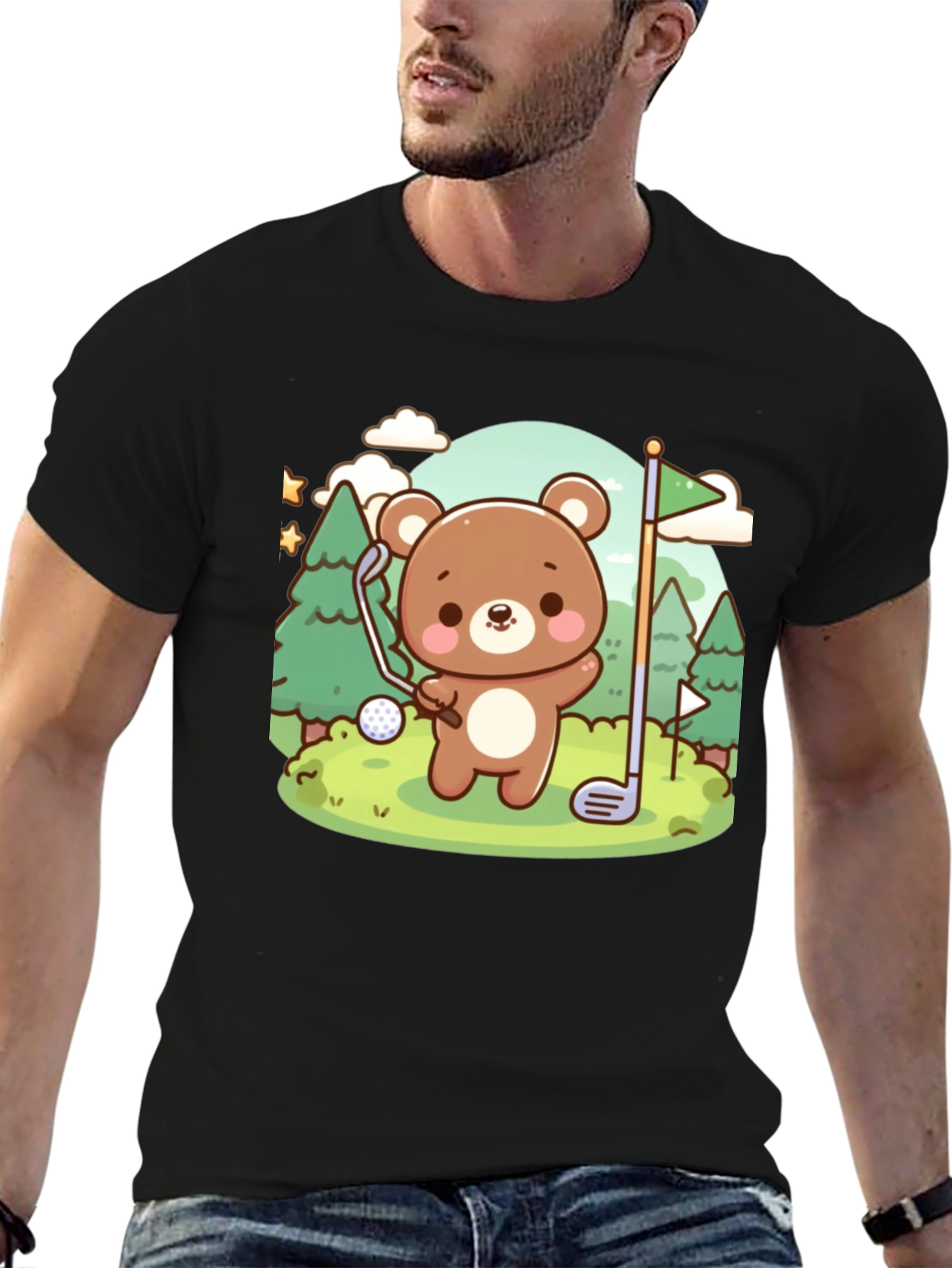Black Golfing Bear Graphic Tee - Cute & Comfy view 6