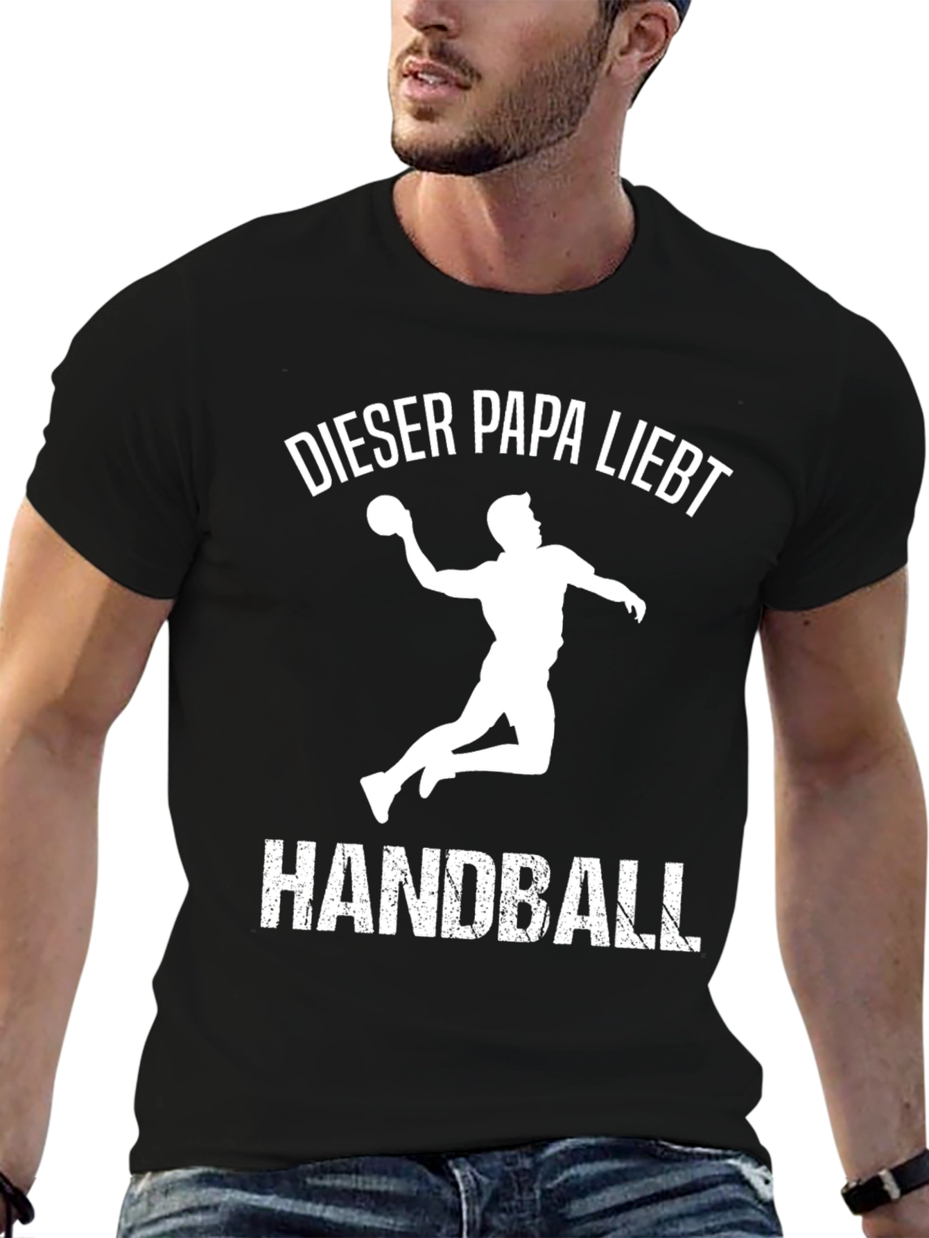 Black Dieser Papa Liebt Handball T-Shirt view 6