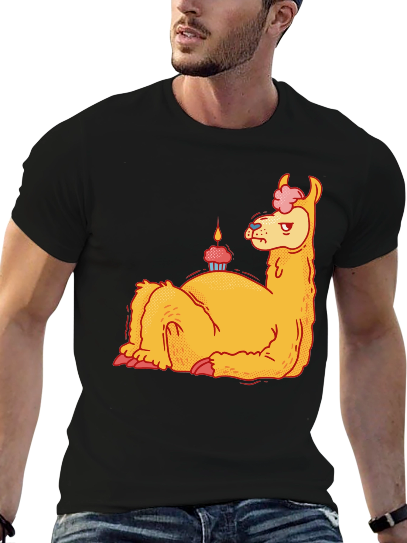 Black Llama Cupcake T-Shirt - Quirky Graphic Tee view 6