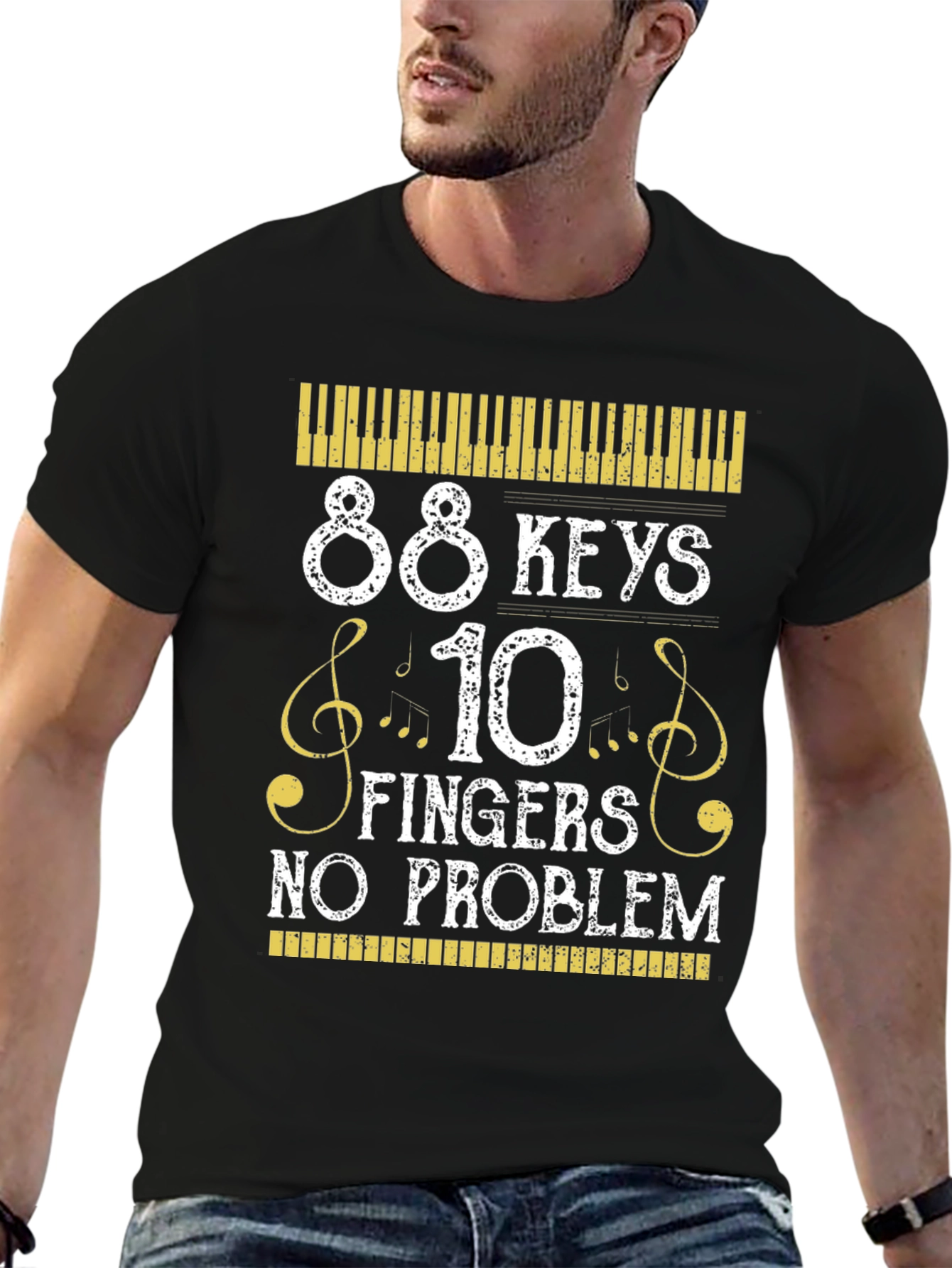 88 Keys 10 Fingers No Problem Musician T-Shirt - 6