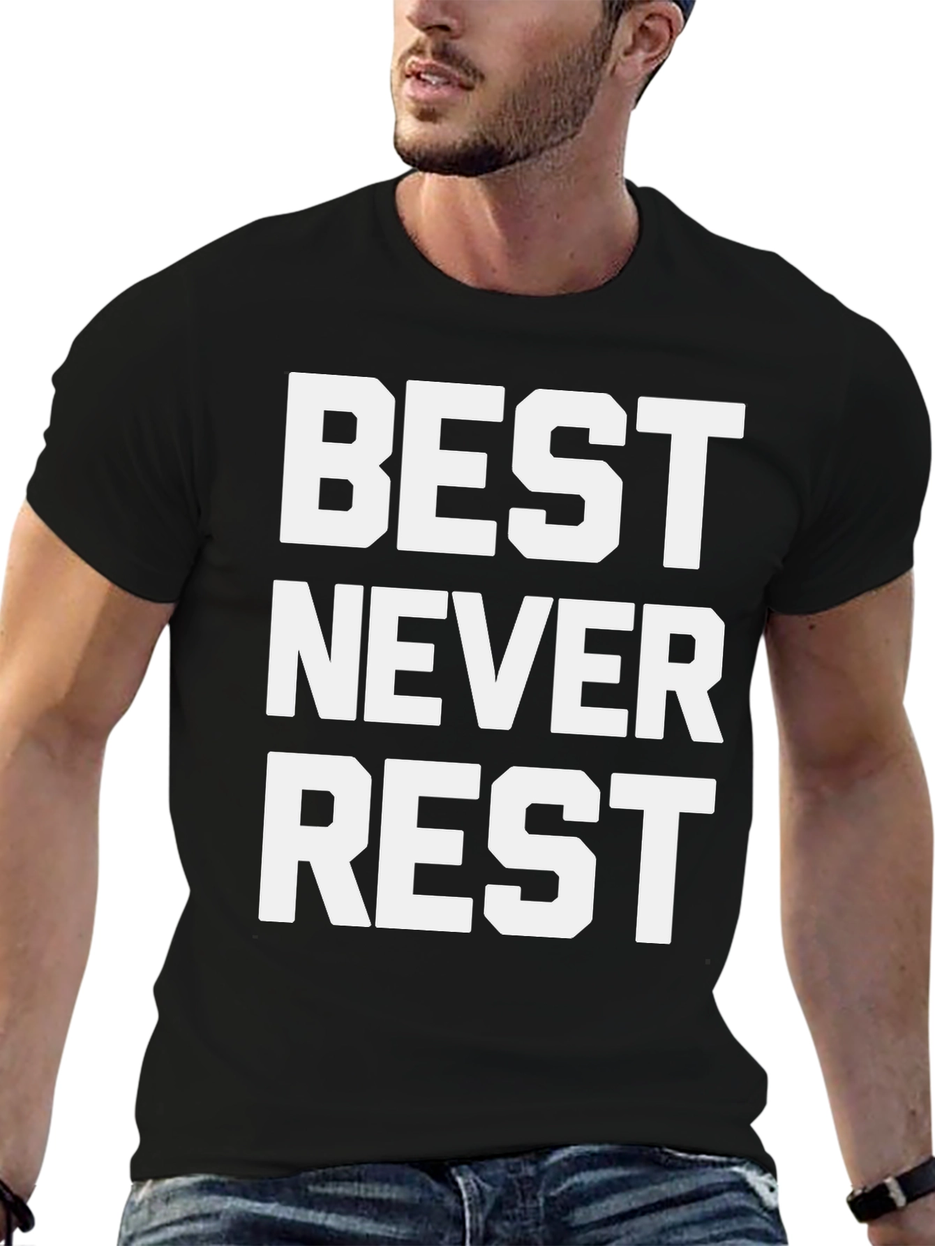 Black Best Never Rest Graphic Tee - Black Cotton view 6