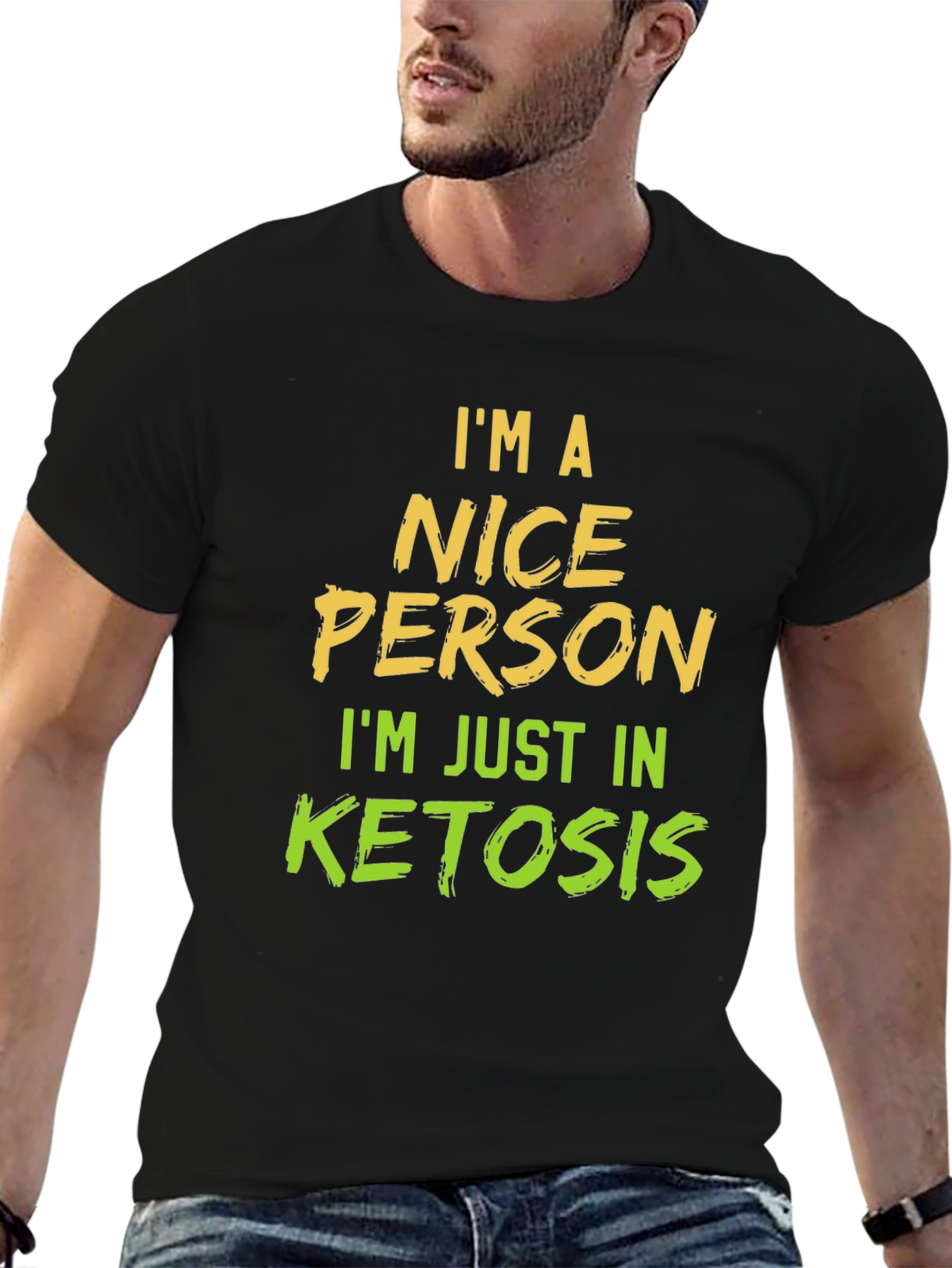 Black I'm a Nice Person in Ketosis Graphic T-Shirt view 6