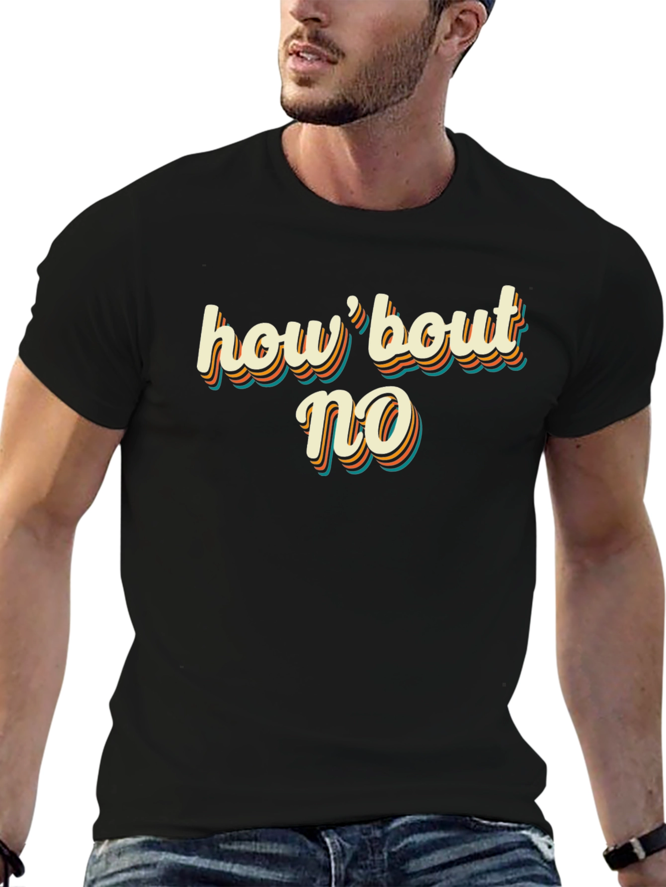 Black Retro "How 'bout No" Graphic Tee - Black view 6