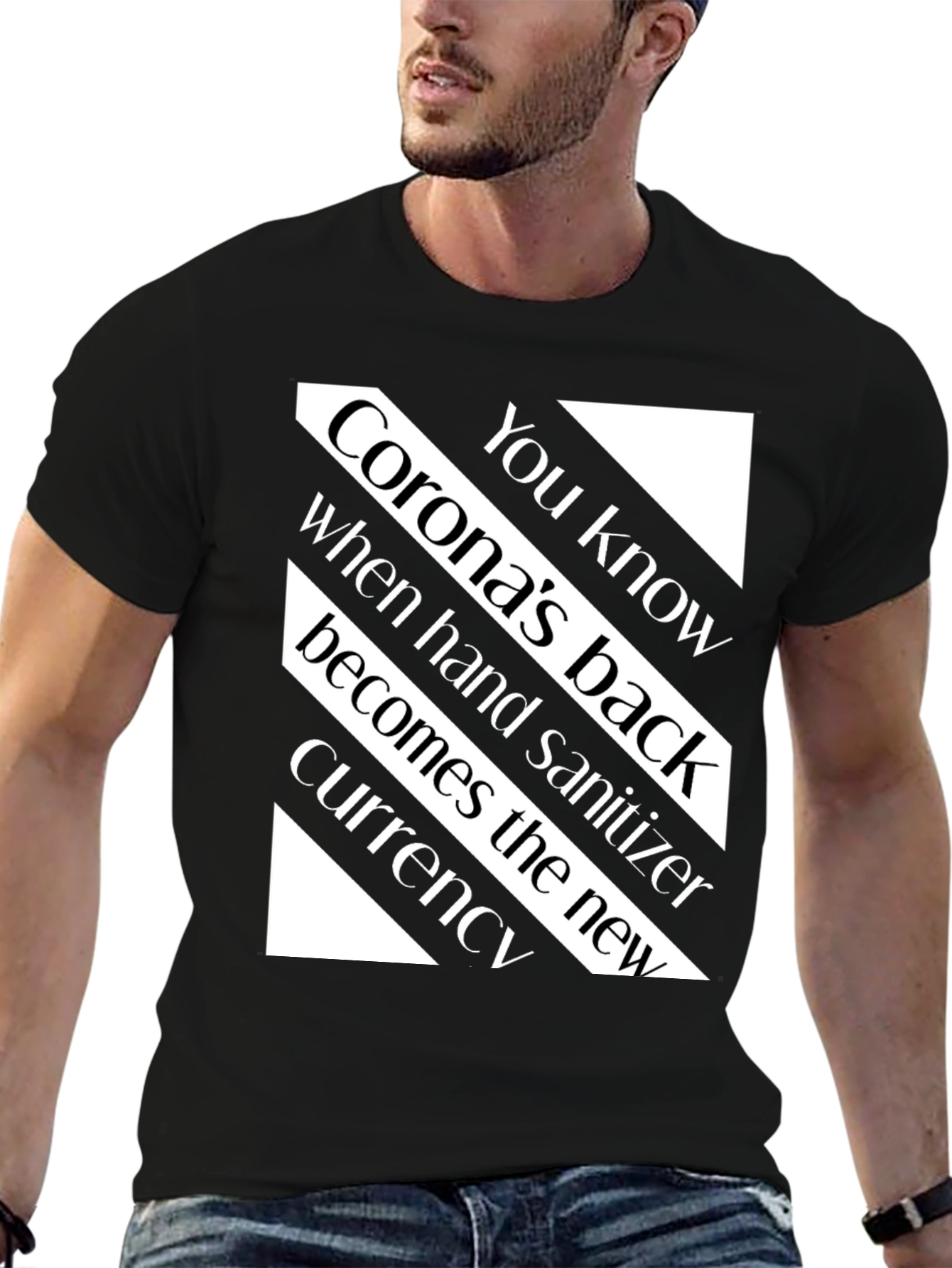 Black Novelty Slogan T-Shirt - Hand Sanitizer Currency Tee view 6