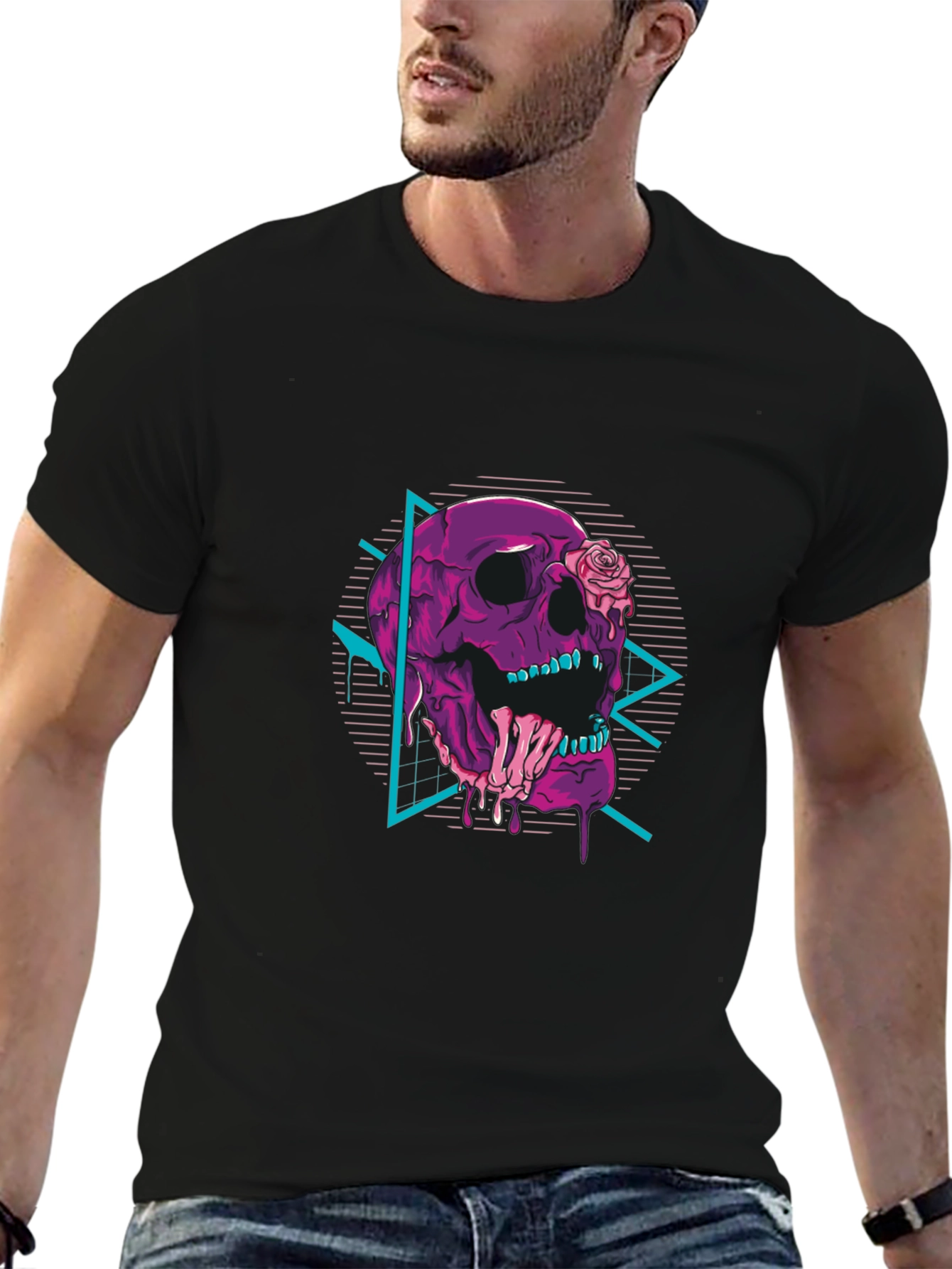 Black Skull & Rose Graphic Tee - Retro Vibes view 6