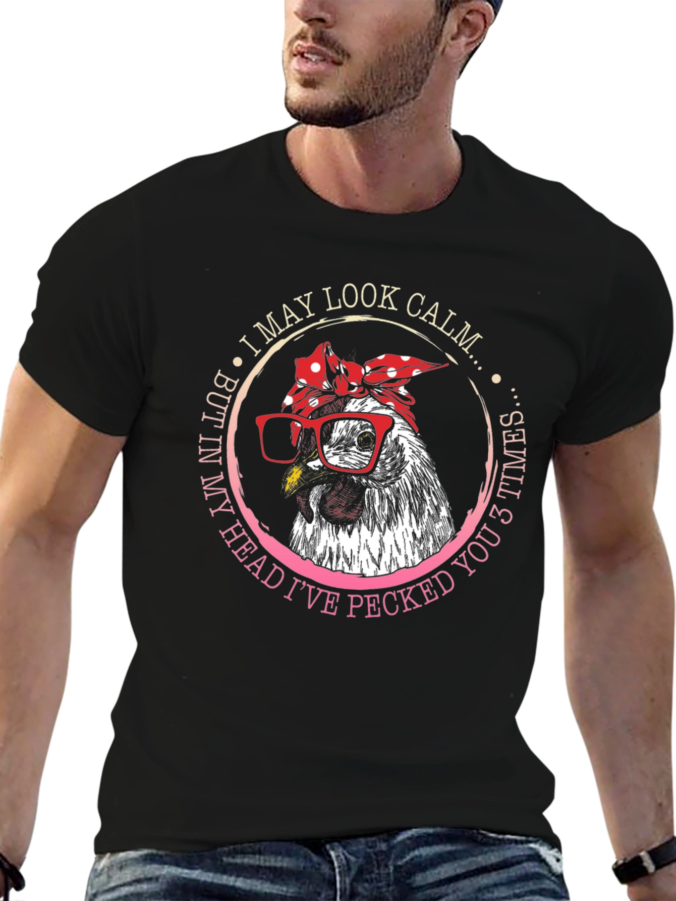 Funny Chicken T-Shirt - I May Look Calm - 6